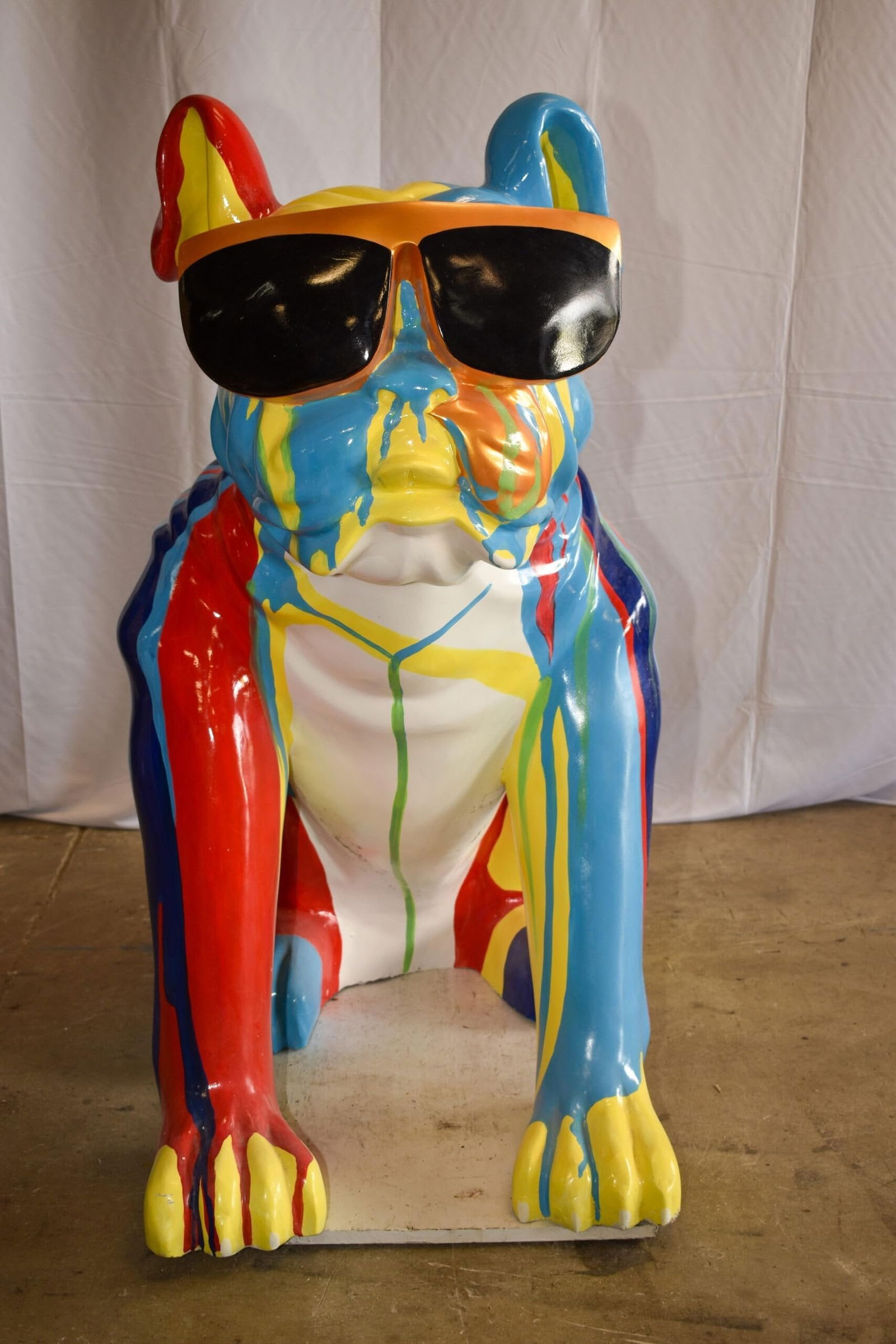 Giant Graffiti Looking British Bulldog with Glasses Resin Statue 29"x 50" x 50"H - 4
