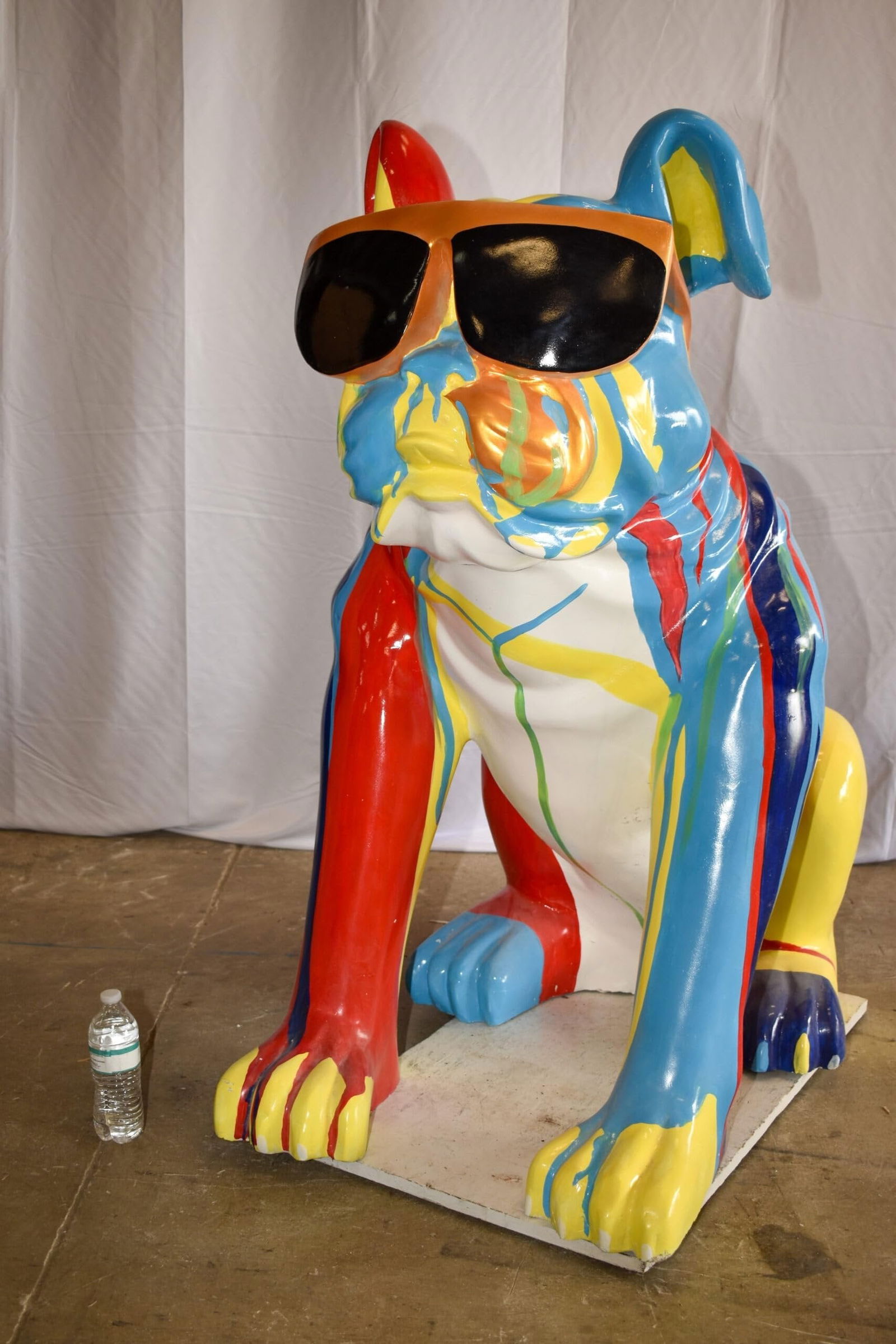 Giant Graffiti Looking British Bulldog with Glasses Resin Statue 29"x 50" x 50"H - 5
