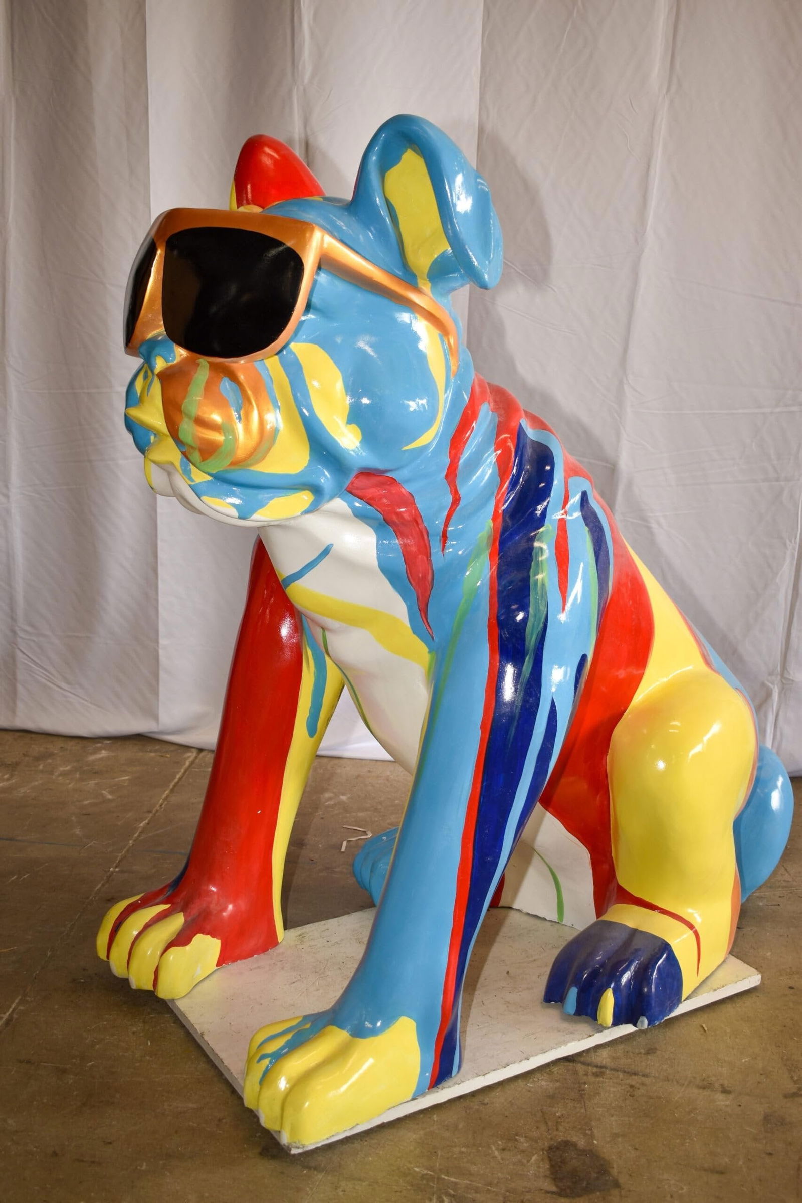 Giant Graffiti Looking British Bulldog with Glasses Resin Statue 29"x 50" x 50"H - 6