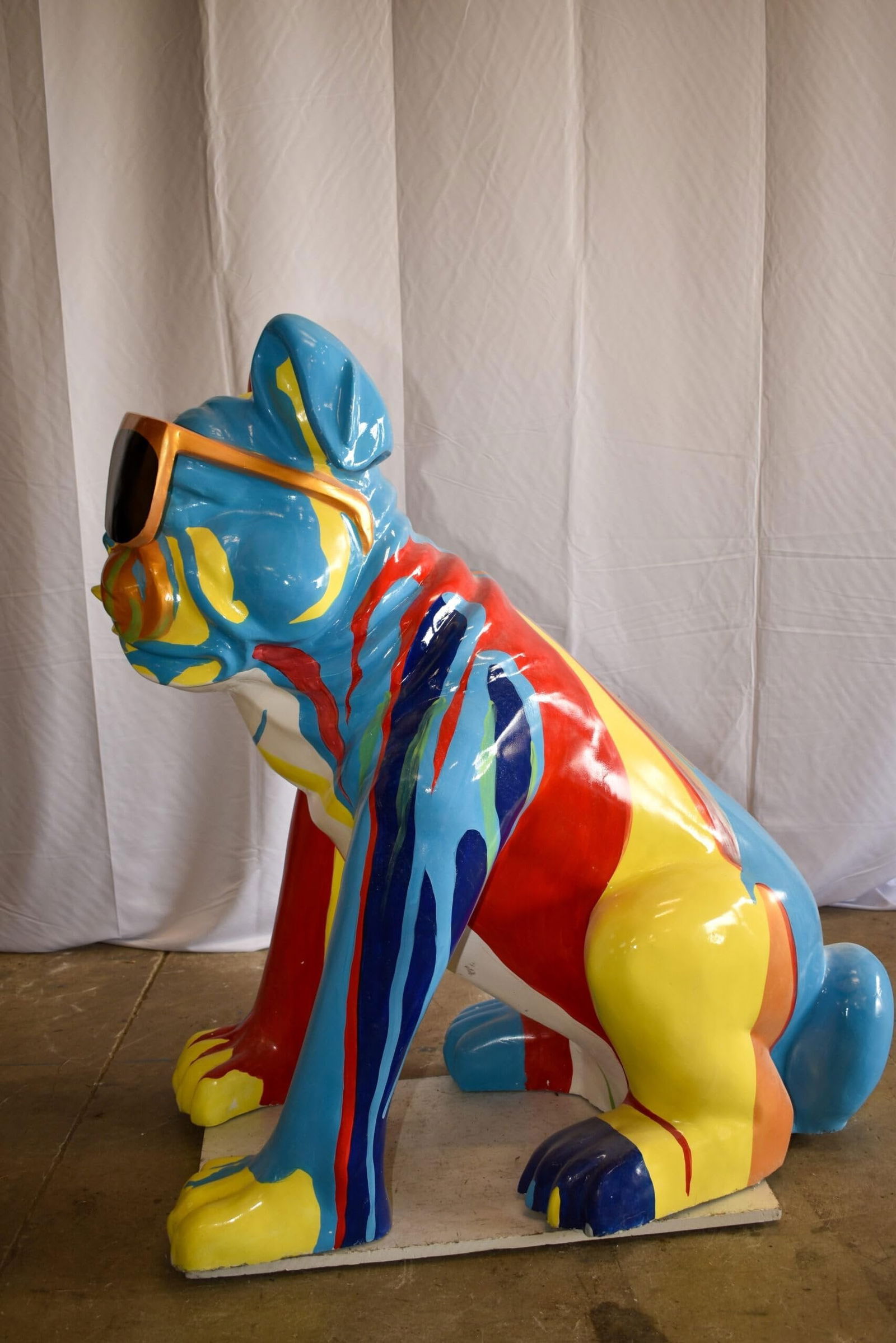 Giant Graffiti Looking British Bulldog with Glasses Resin Statue 29"x 50" x 50"H - 7