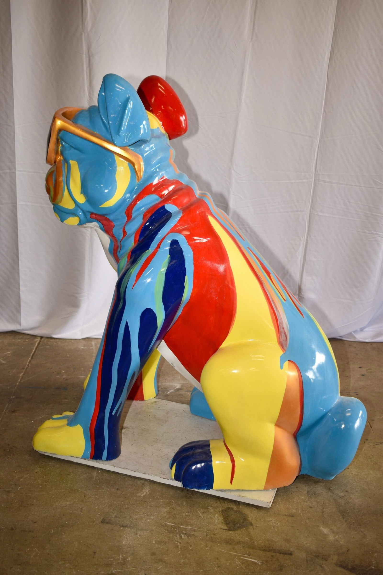 Giant Graffiti Looking British Bulldog with Glasses Resin Statue 29"x 50" x 50"H - 8