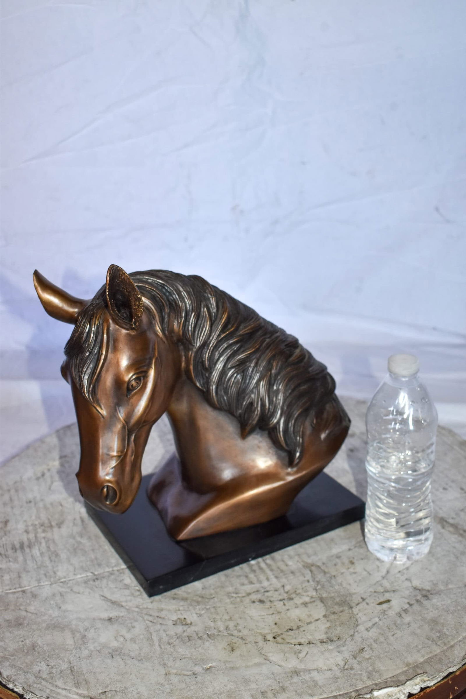 Bust Of a Horse Made of Bronze Mounted on Marble Size: 12" x 6" x 12"H - 4