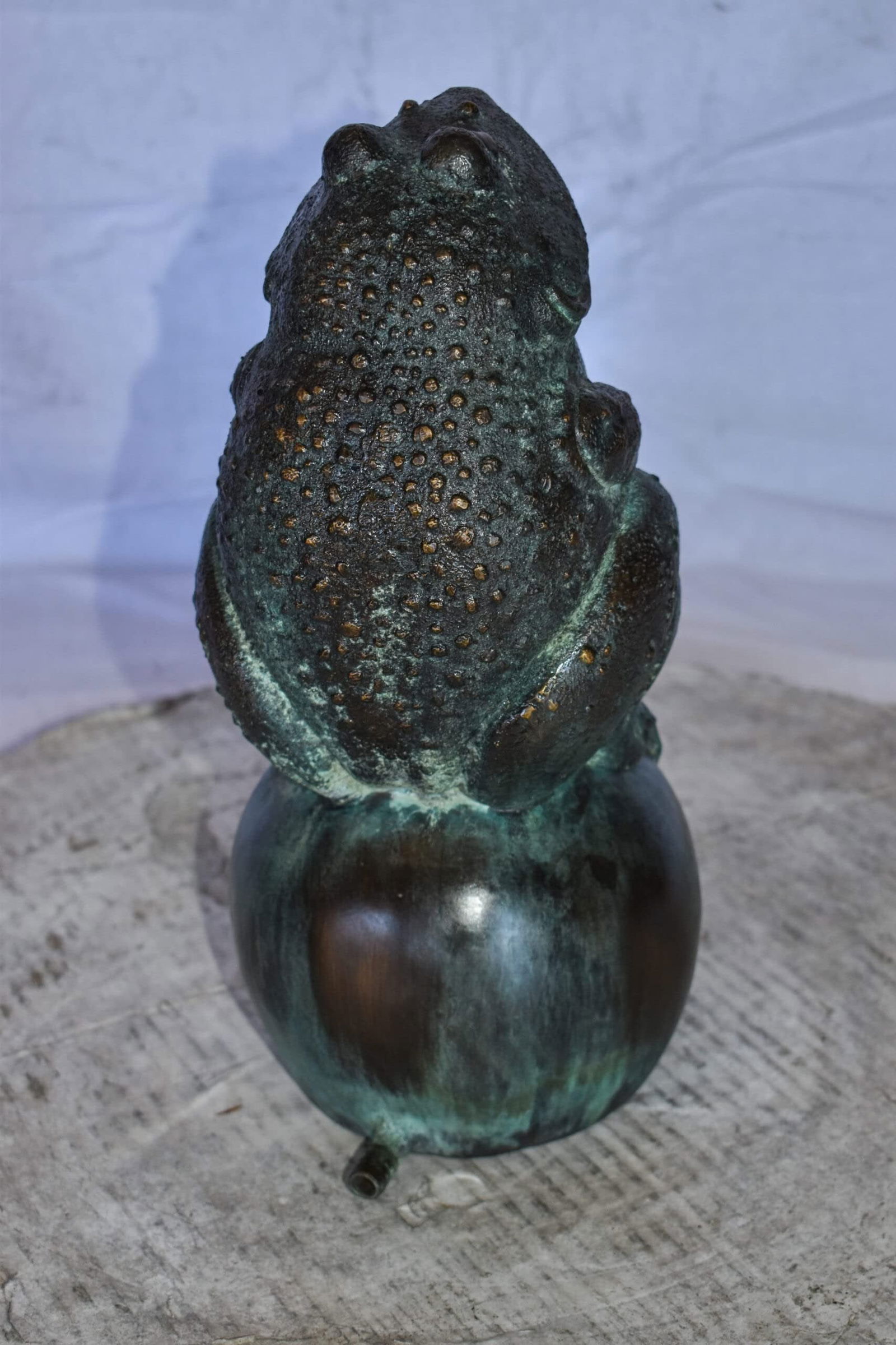 Frog With Green Patina Bronze Fountain Statue 6"x6"x14"H - 7