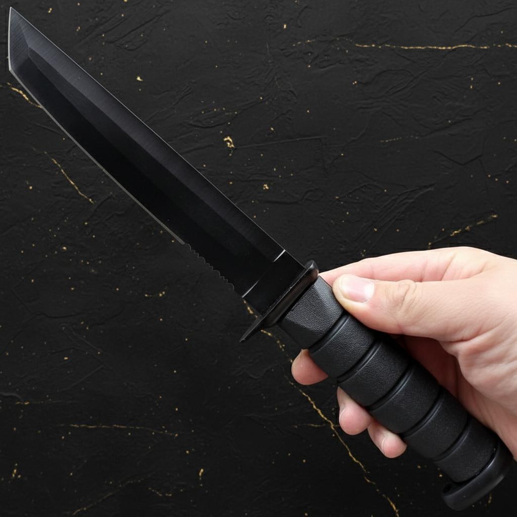 KA-BAR Style Tactical Survival Knife 12" Fixed Blade Half Serrated with Sheath - 3