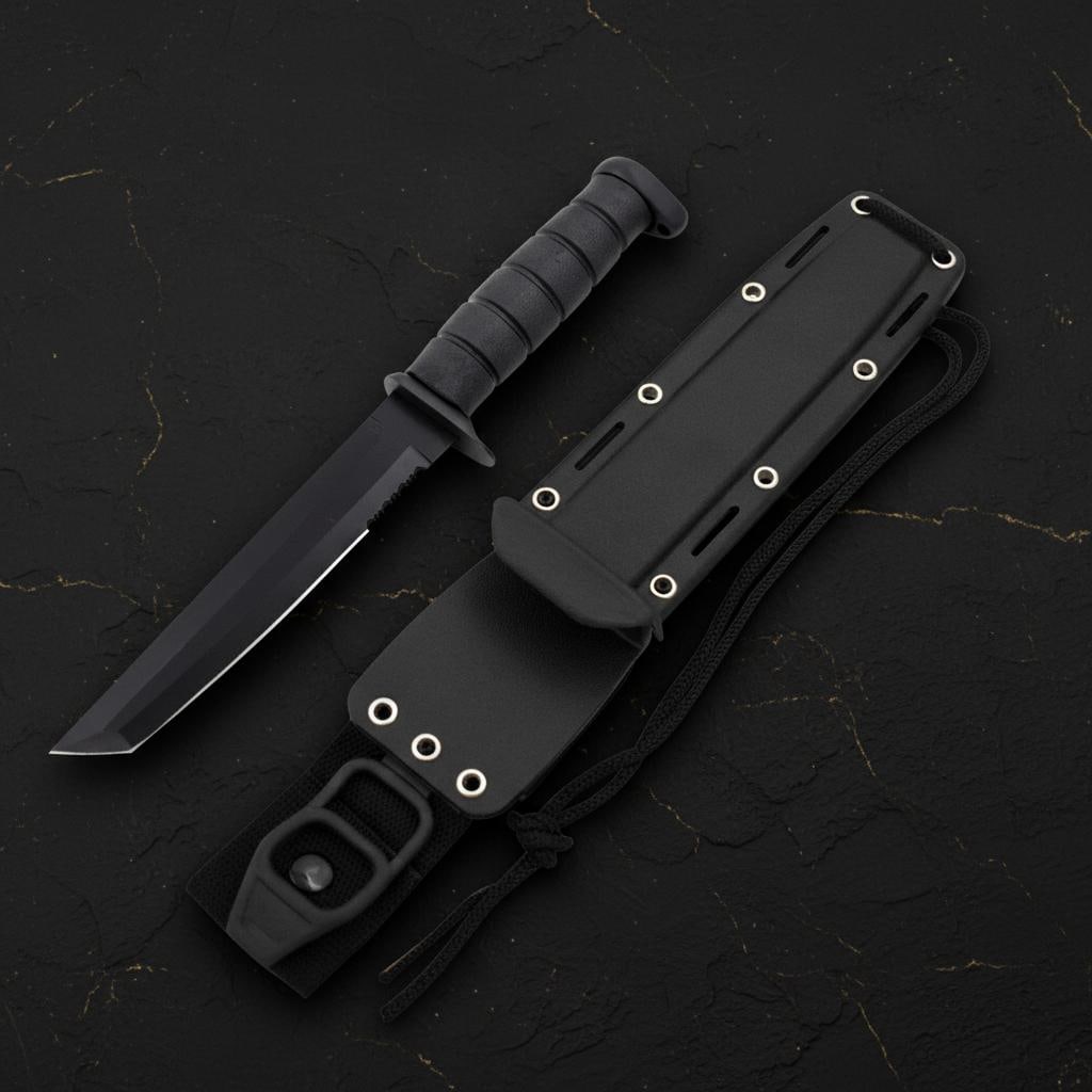 KA-BAR Style Tactical Survival Knife 12" Fixed Blade Half Serrated with Sheath - 7