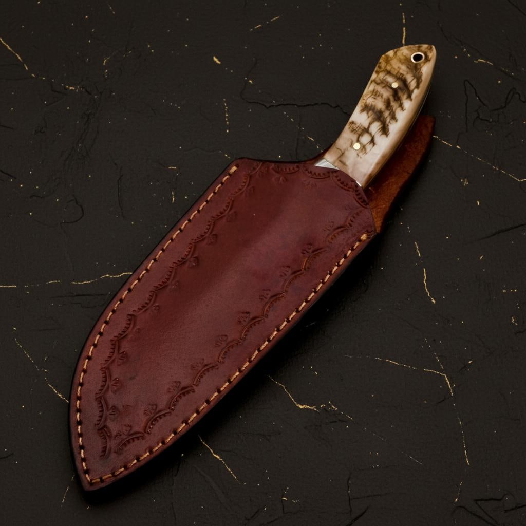 Handmade Damascus Steel Hunting Knife 9" Skinner Blade Ram Horn Handle - 6