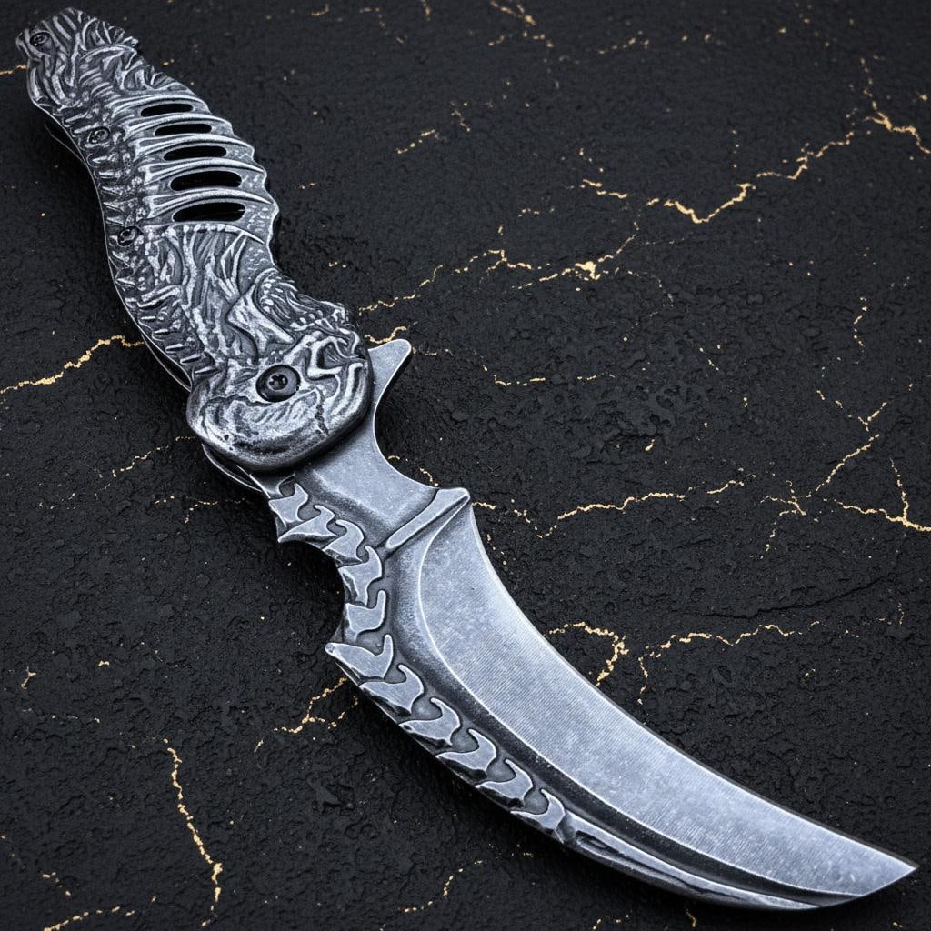 Grim Reaper Skull Spring Assist Pocket Knife 8.25 Inch Tactical Stonewash - 2