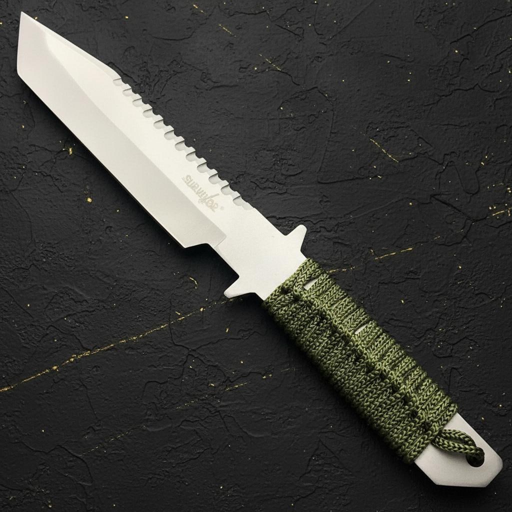 Full Tang Bowie Survival Knife 11" Fixed Blade Tactical Military Set with Firestarter - 2