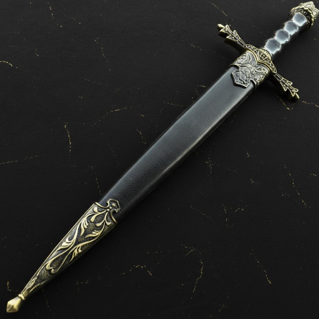 Ornate King Arthur Fantasy Dagger 13.5" Medieval Short Sword with Scabbard - 4