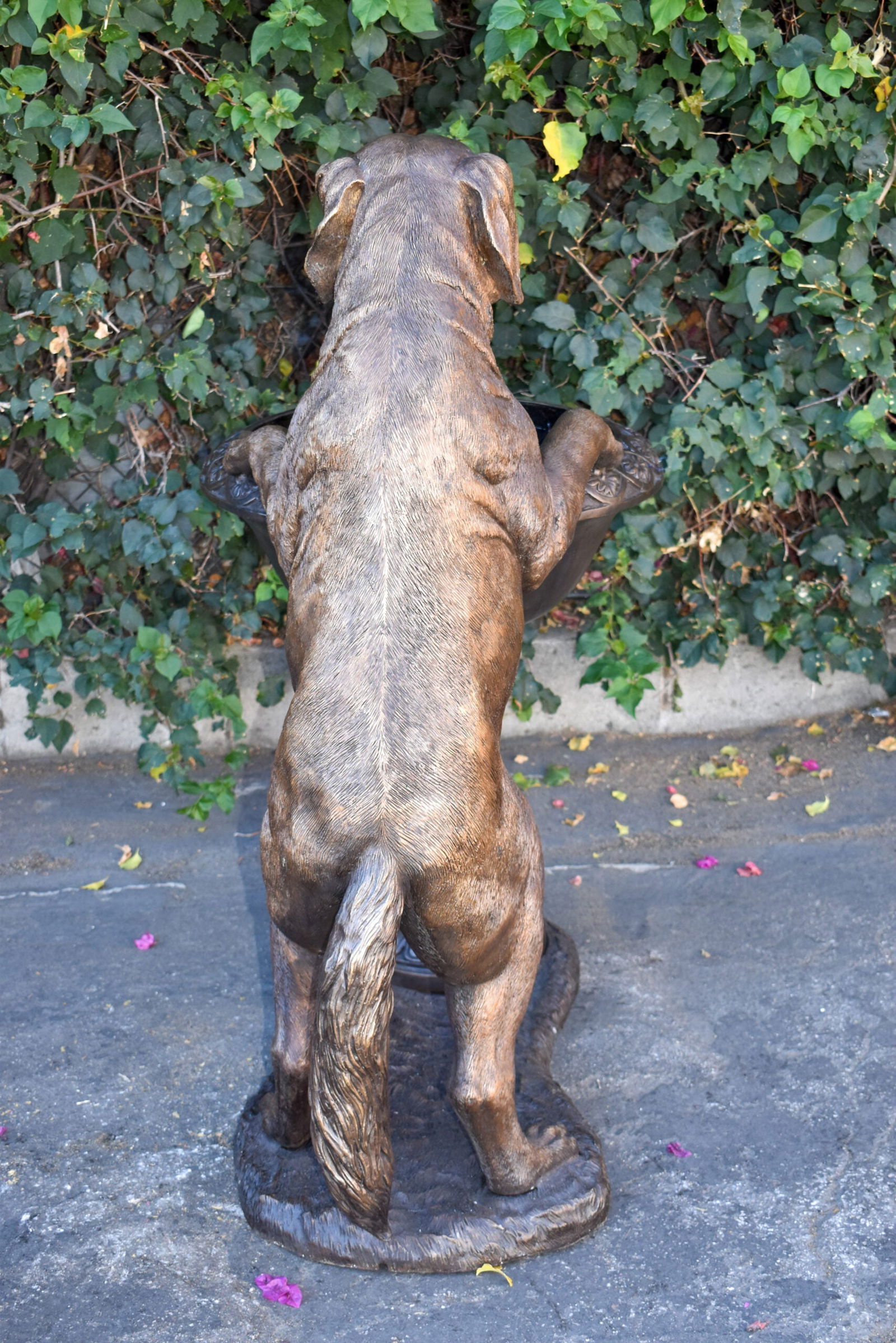 San Bernard Dog Drinking from A Water Fountain Bronze Statue 43" x 25" x 50"H - 7