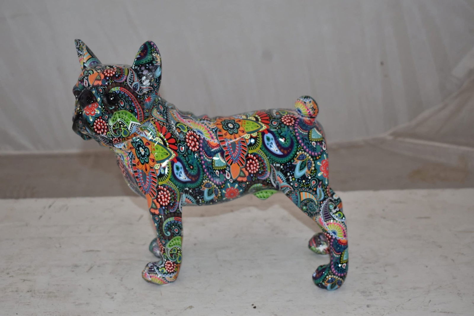 Multicolor Abstract Pug Resin Statue Size: 13" x 5" x 11"H - 4