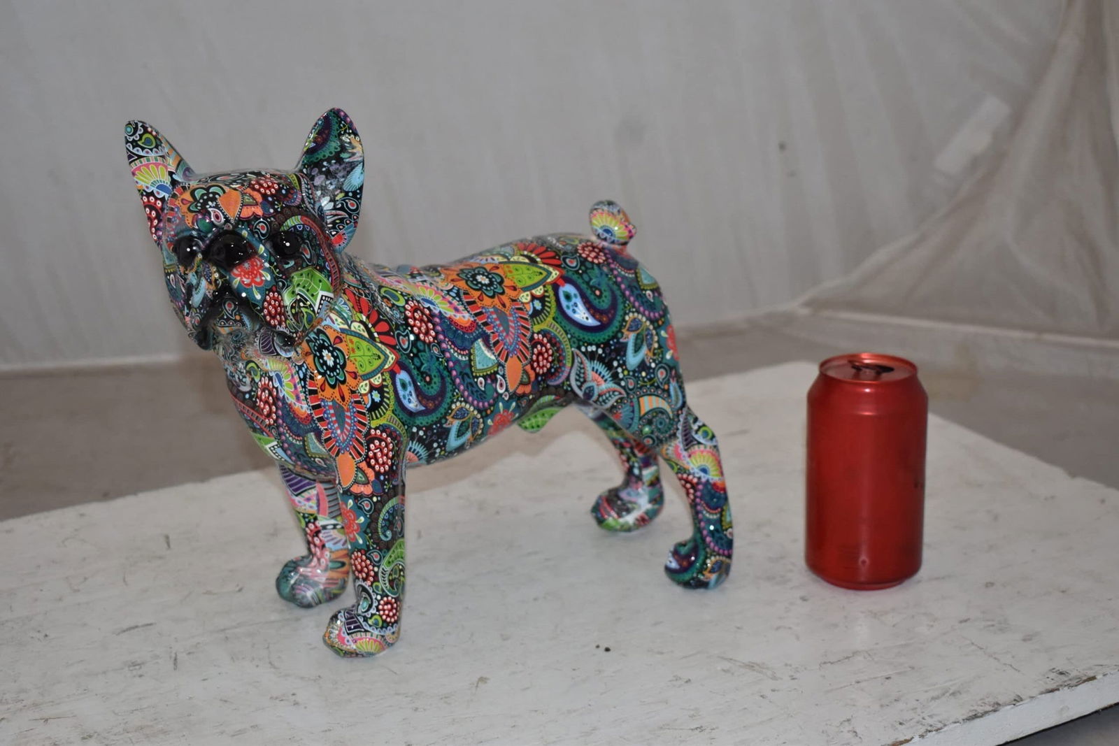Multicolor Abstract Pug Resin Statue Size: 13" x 5" x 11"H - 5