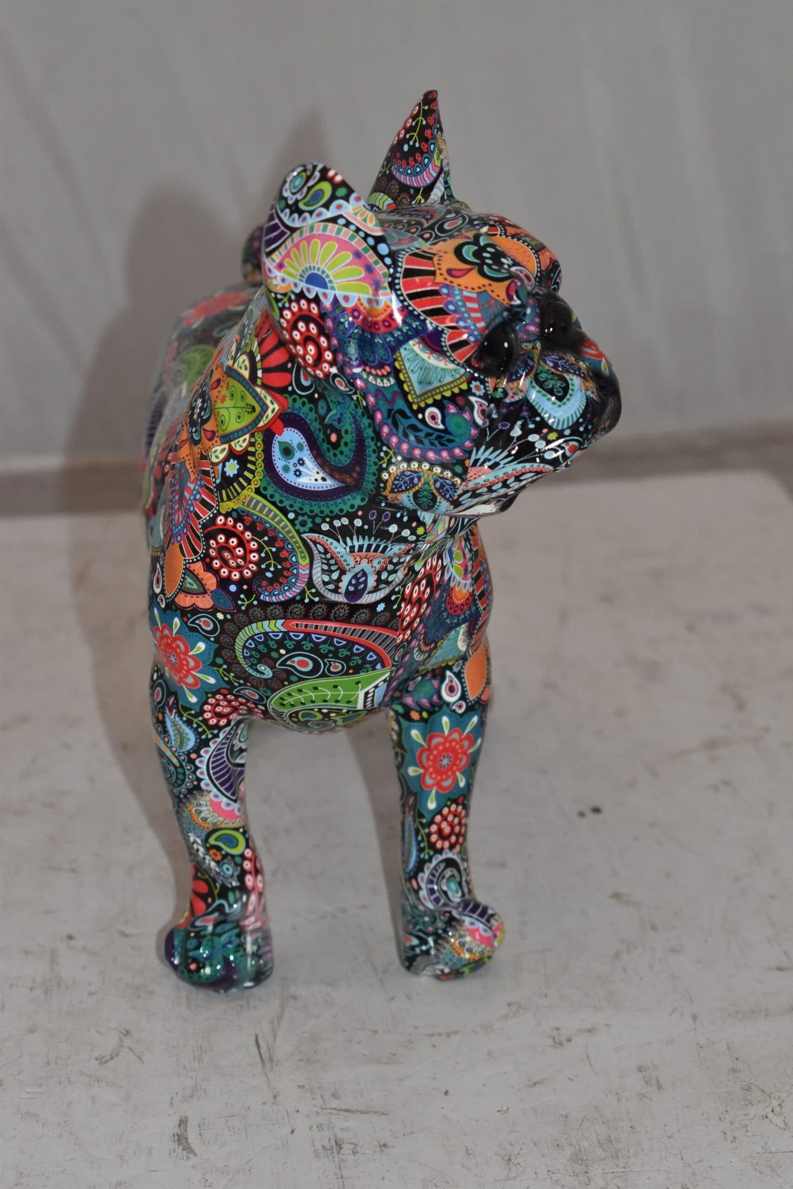 Multicolor Abstract Pug Resin Statue Size: 13" x 5" x 11"H - 7