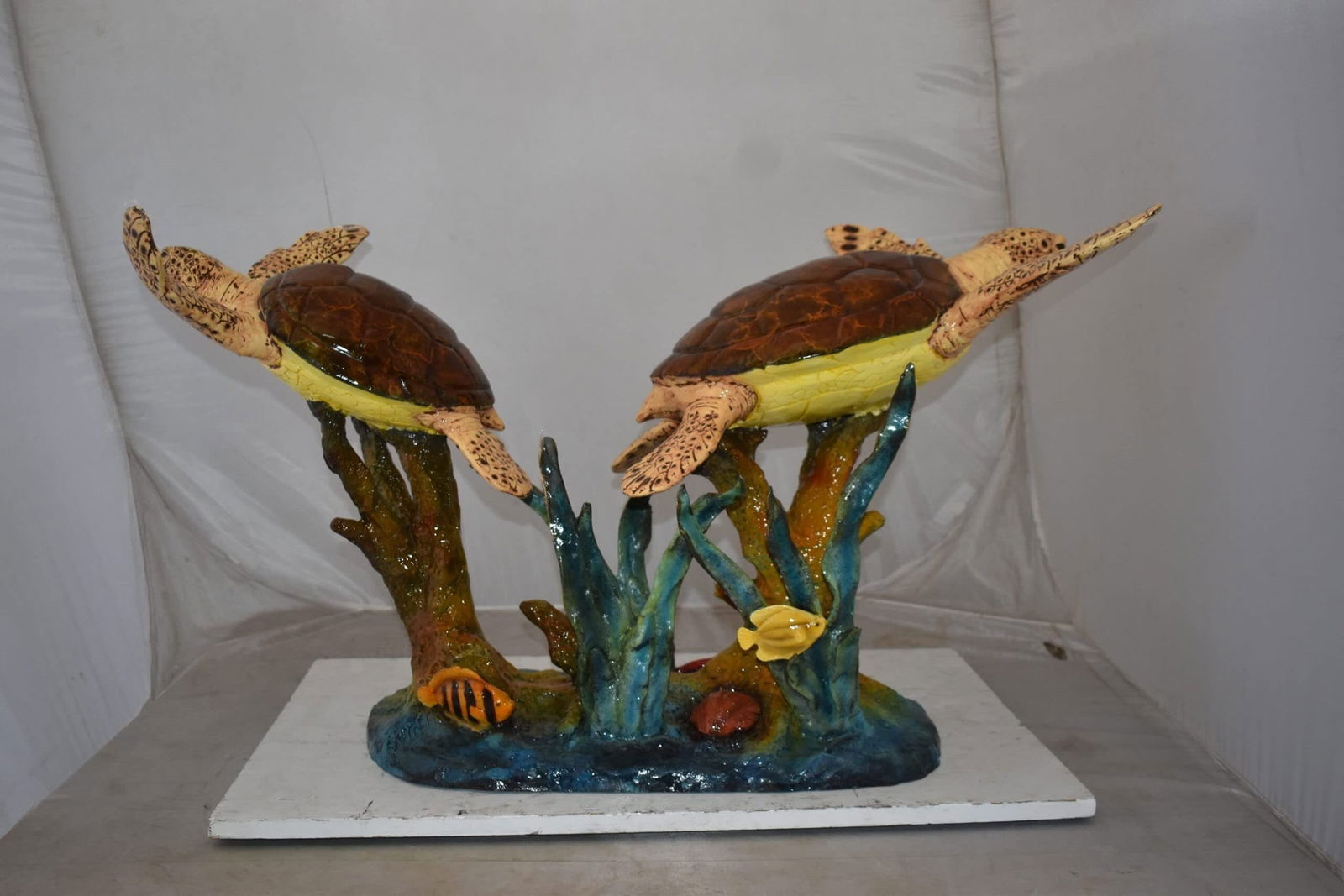 Gliding Turtles in Reef Table Top Bronze Statue Size: 18" x 16" x 31"H - 2