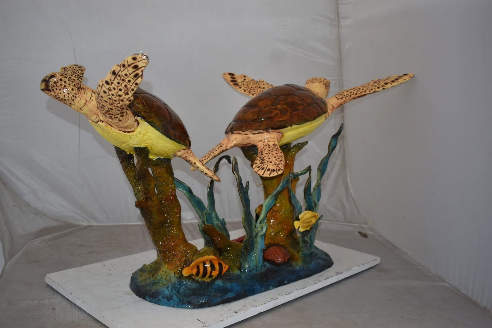Gliding Turtles in Reef Table Top Bronze Statue Size: 18" x 16" x 31"H - 3