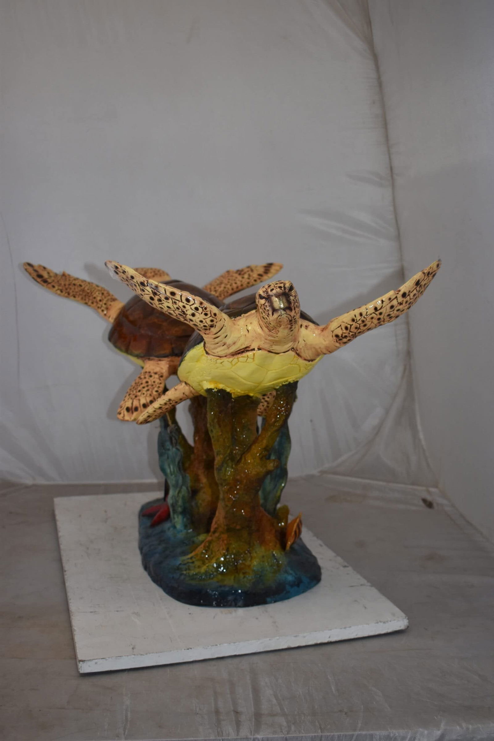 Gliding Turtles in Reef Table Top Bronze Statue Size: 18" x 16" x 31"H - 5