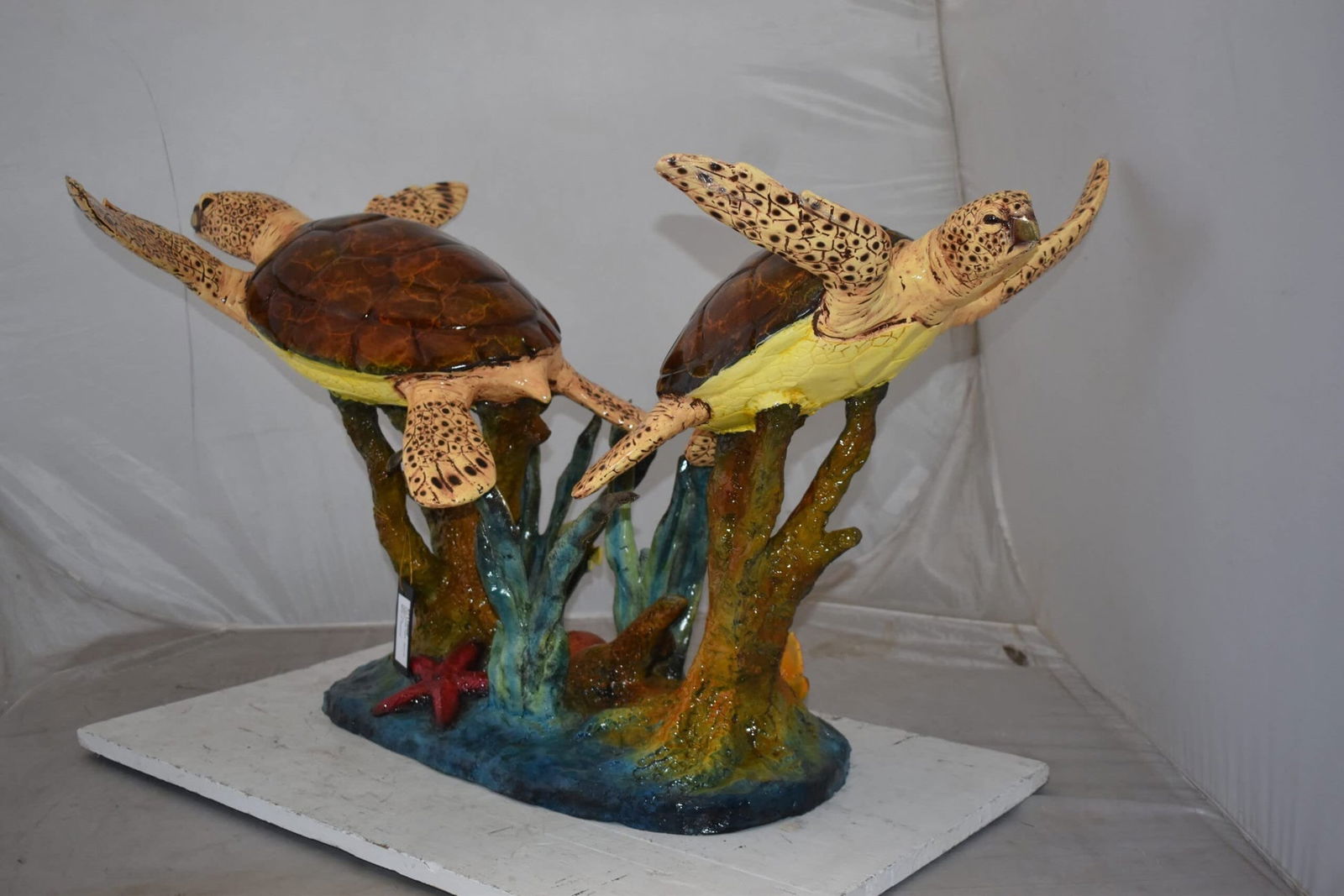 Gliding Turtles in Reef Table Top Bronze Statue Size: 18" x 16" x 31"H - 6