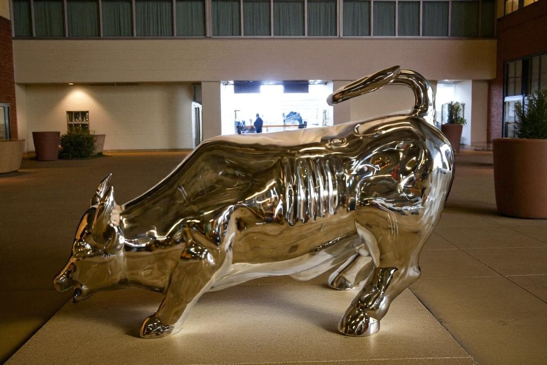 Large Wall Street Bull Made of Stainless Steel 60" x 30" x 37"H - 2