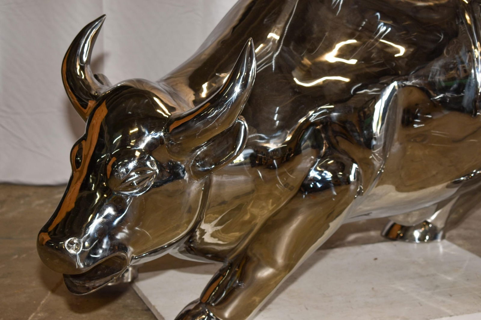 Large Wall Street Bull Made of Stainless Steel 60" x 30" x 37"H - 5