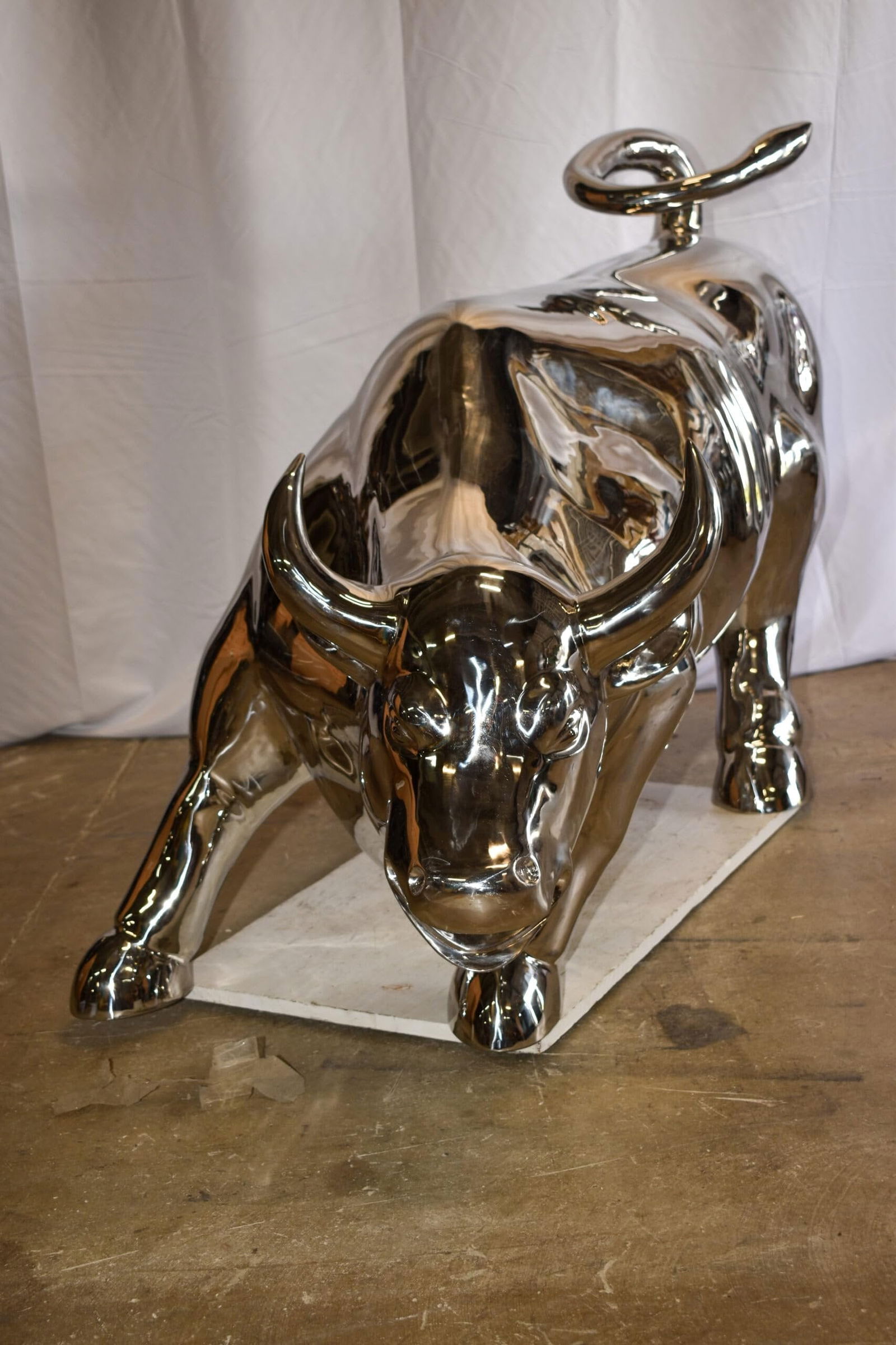 Large Wall Street Bull Made of Stainless Steel 60" x 30" x 37"H - 6