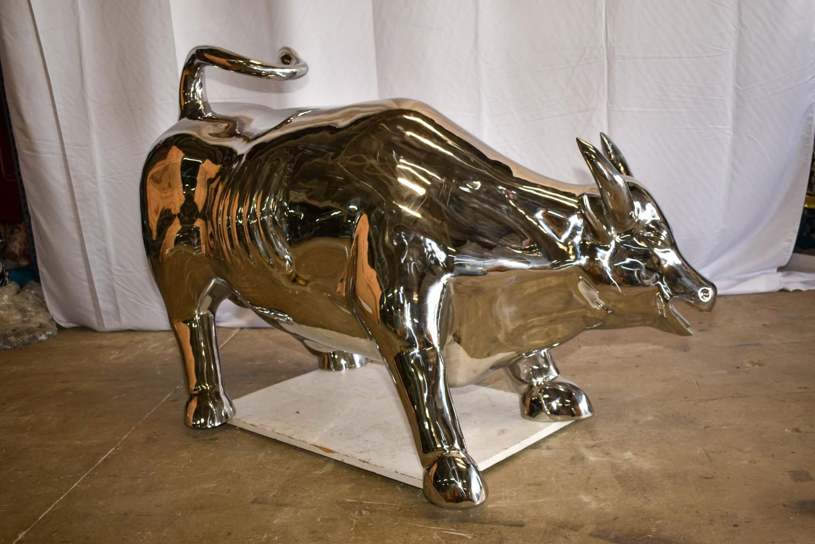 Large Wall Street Bull Made of Stainless Steel 60" x 30" x 37"H - 8