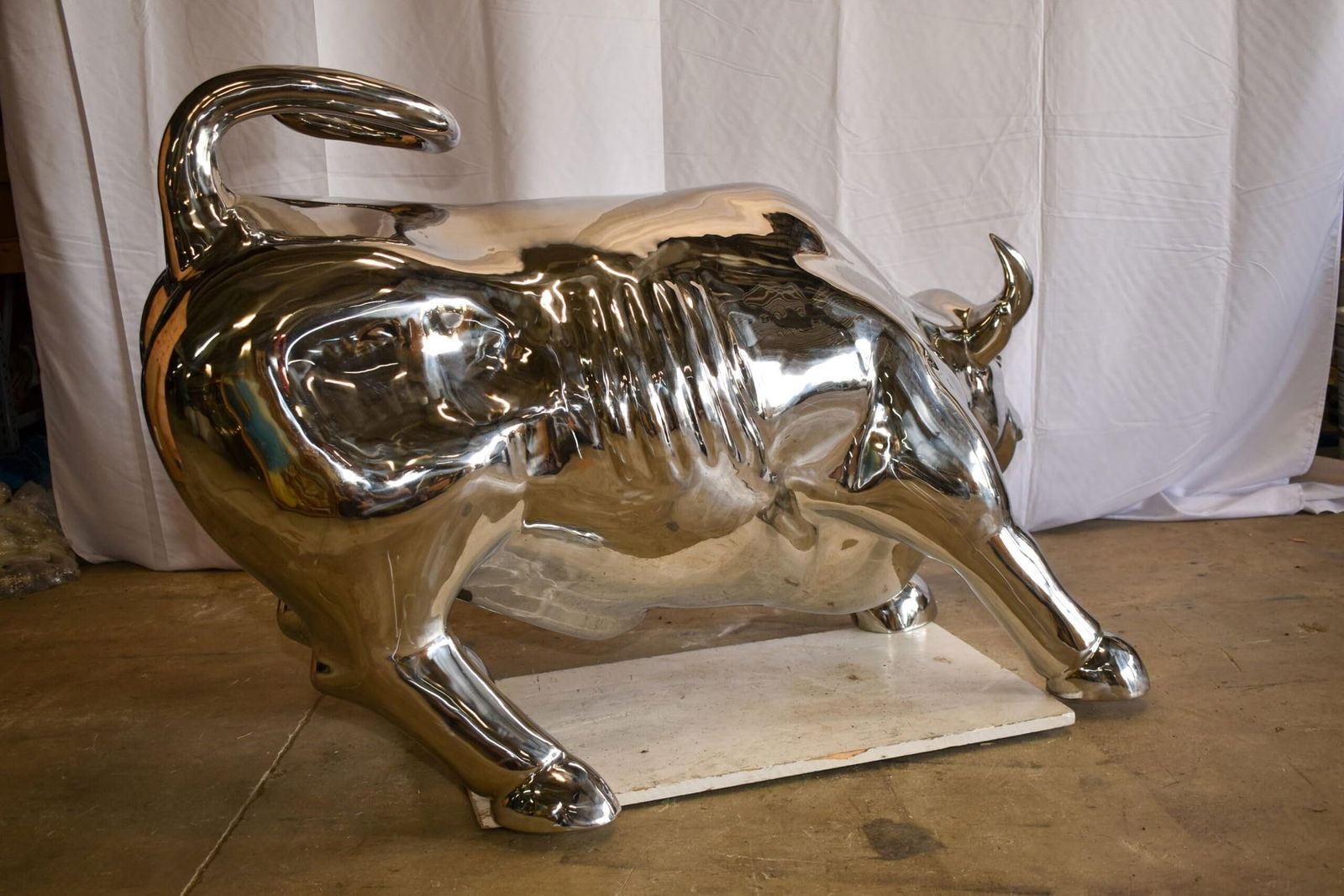 Large Wall Street Bull Made of Stainless Steel 60" x 30" x 37"H - 9