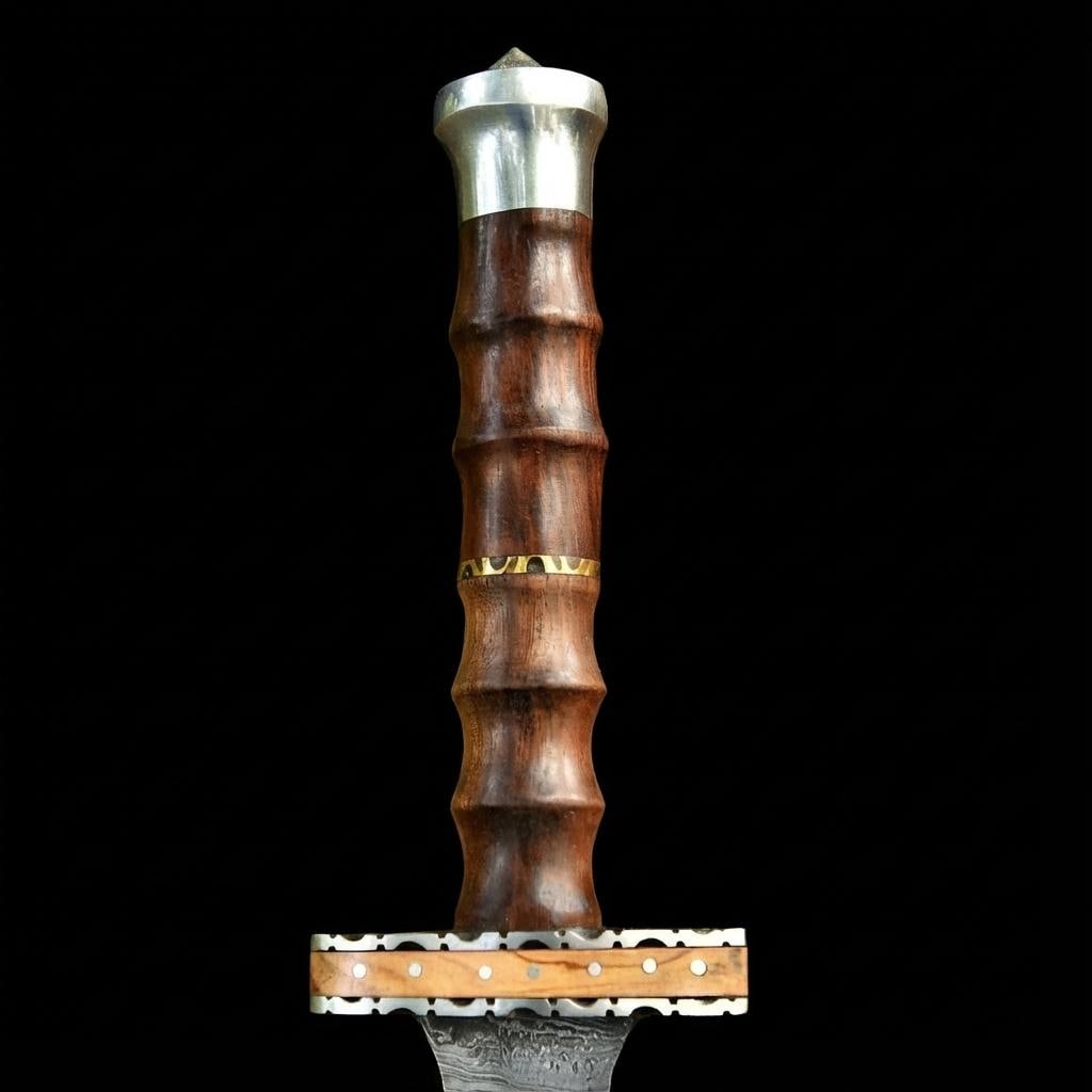 Hand Forged Damascus Steel Gladiator Gladius Sword | Double Edged w/ Sheath - 4