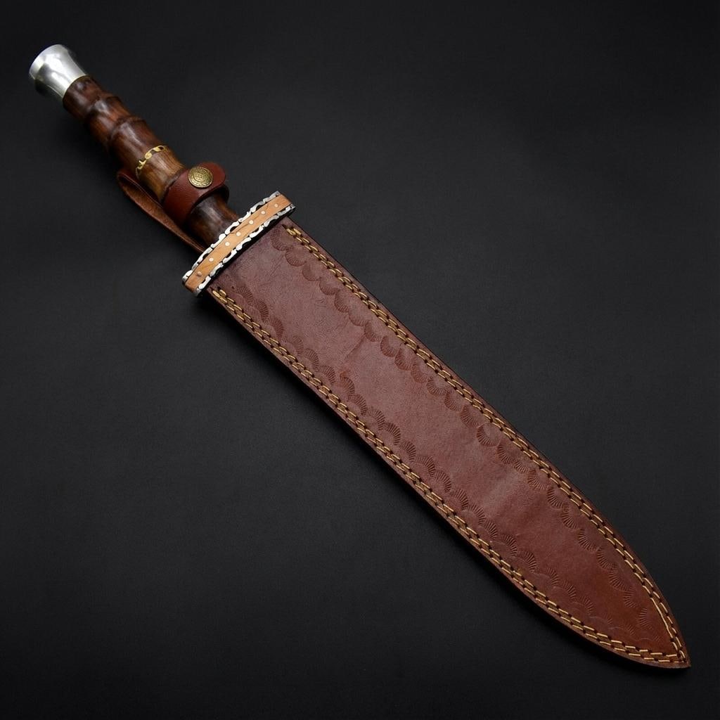 Hand Forged Damascus Steel Gladiator Gladius Sword | Double Edged w/ Sheath - 5
