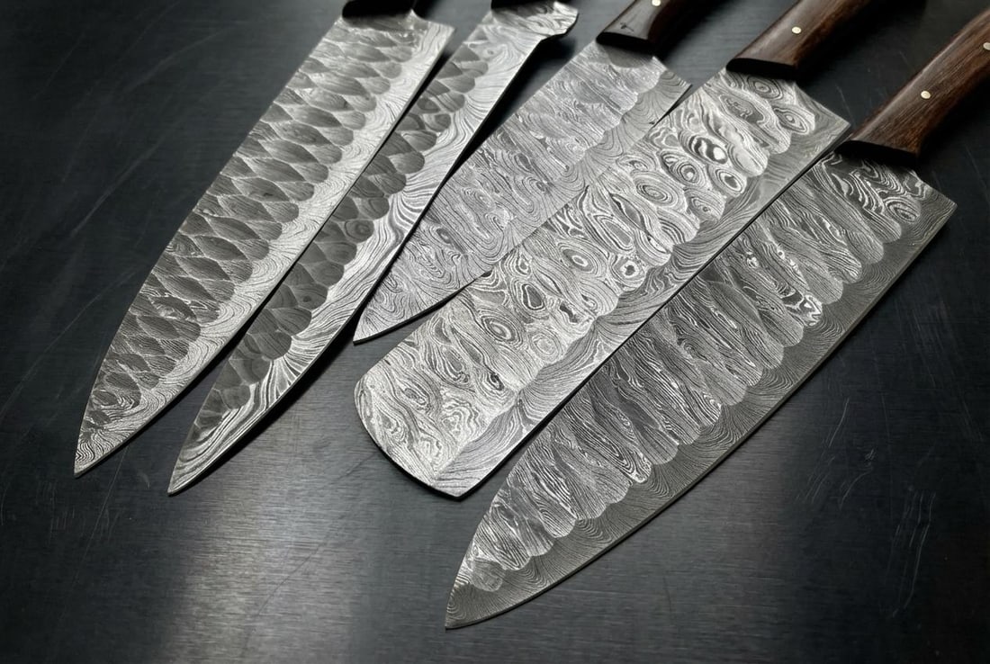 5pc Hand Forged Damascus Steel Chef Knife Set Kitchen Knives with Twist Pattern - 2