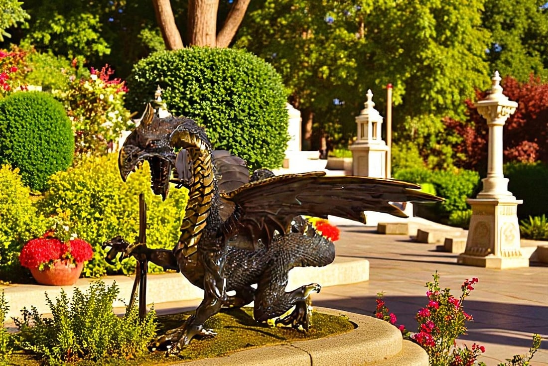 Dragon Bronze Statue with Two Tone Bronze Finish 32" x 36" x 25"H - 5