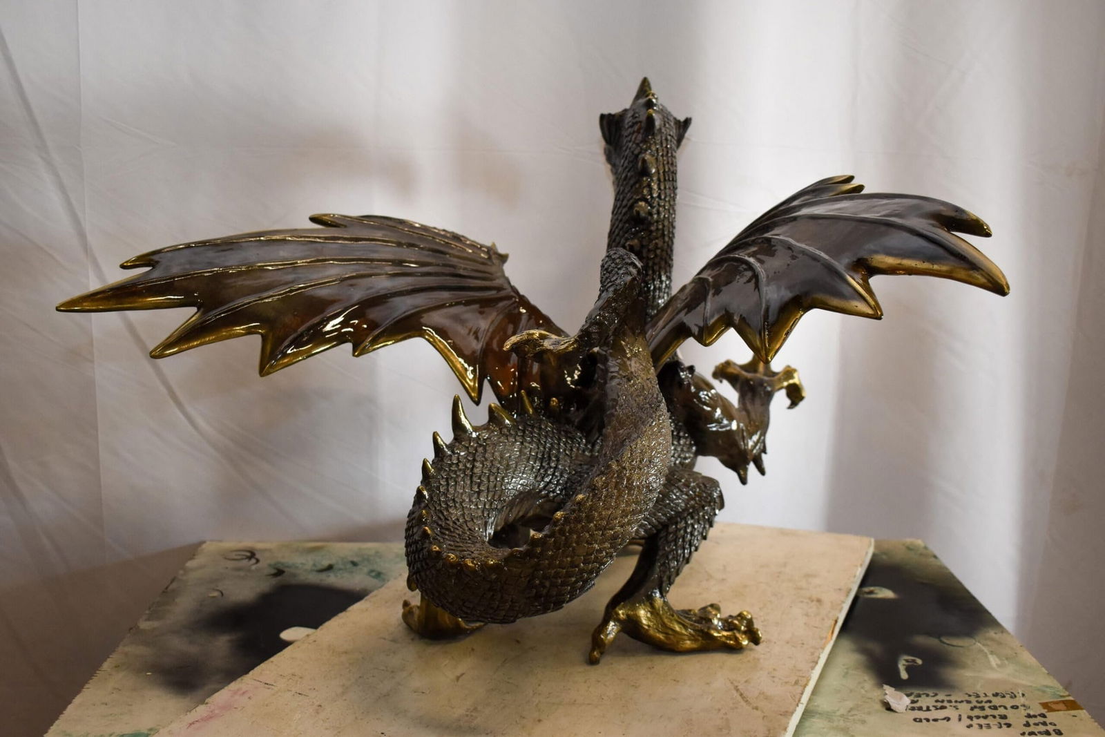 Dragon Bronze Statue with Two Tone Bronze Finish 32" x 36" x 25"H - 7