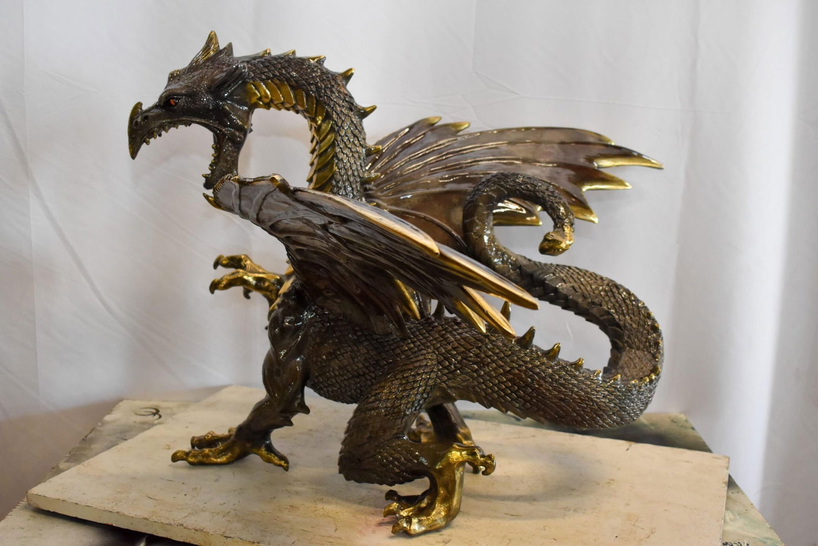 Dragon Bronze Statue with Two Tone Bronze Finish 32" x 36" x 25"H - 9