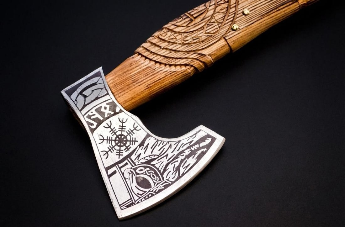 Handmade Viking Bearded Axe Forged Carbon Steel Tomahawk Throwing Hatchet - 4