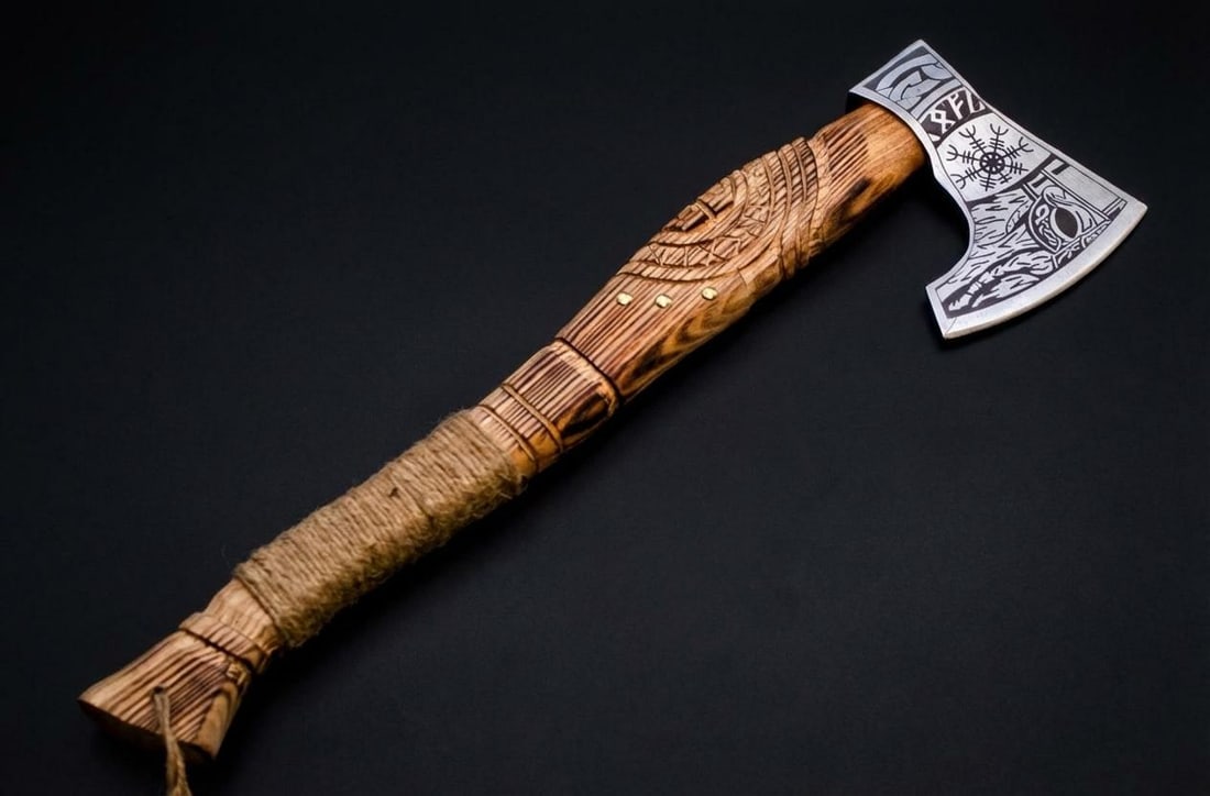 Handmade Viking Bearded Axe Forged Carbon Steel Tomahawk Throwing Hatchet - 6