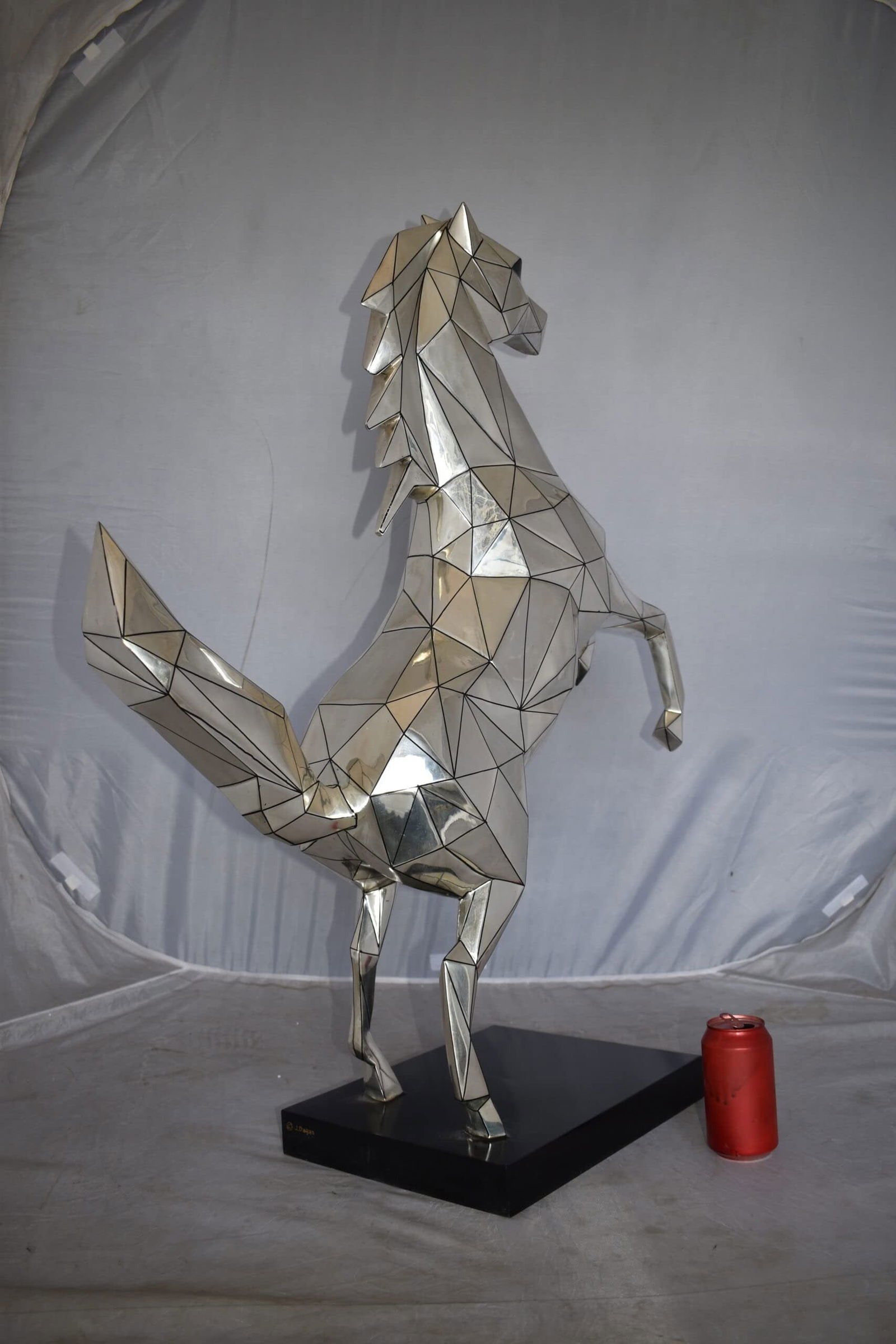 Modern Textiled Ferrari Horse Silver Finish Bronze Statue Size: 30" x 11" x 38"H - 5