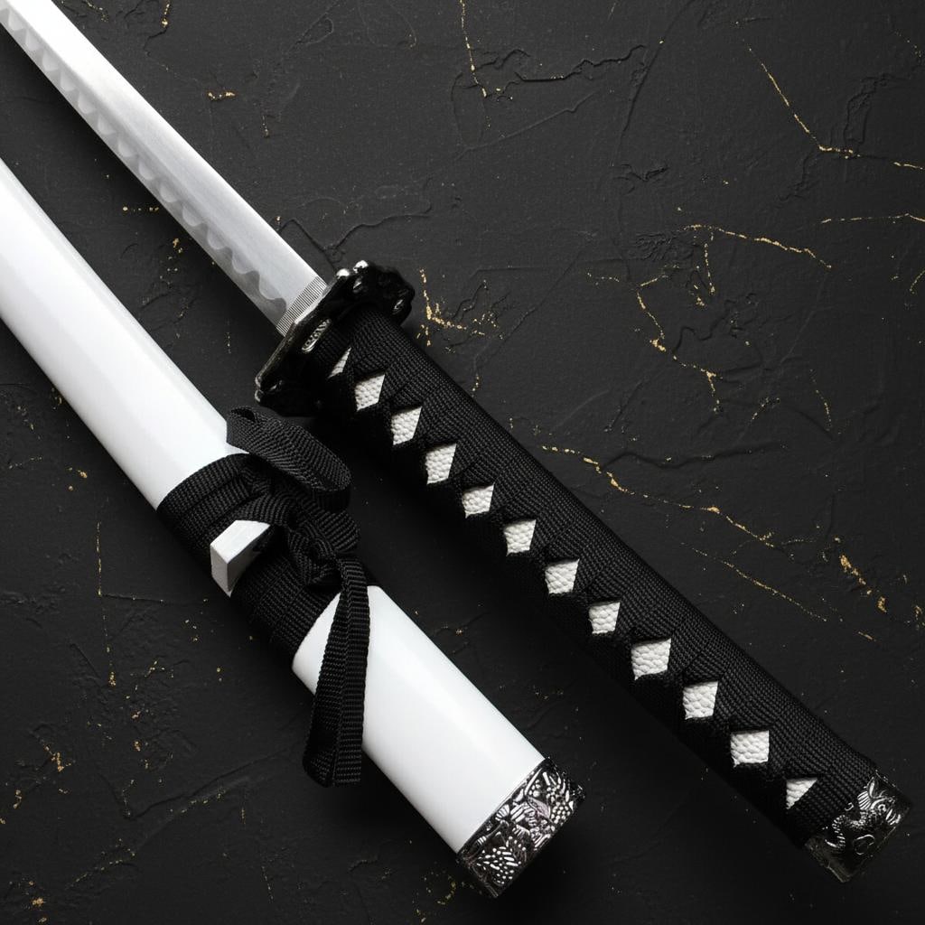 White Dragon Katana 37" Japanese Samurai Sword High Carbon Steel Ninja Blade Sheath - 5