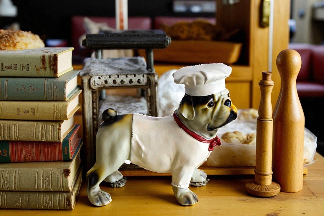 A Happy Dog Dressed as A Baker Man, Resin Statue 10" x 5" x 9"H - 3