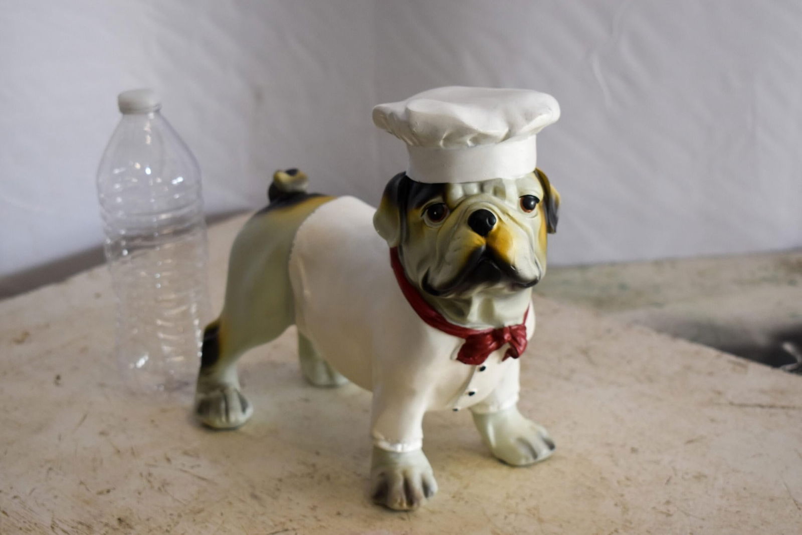 A Happy Dog Dressed as A Baker Man, Resin Statue 10" x 5" x 9"H - 4