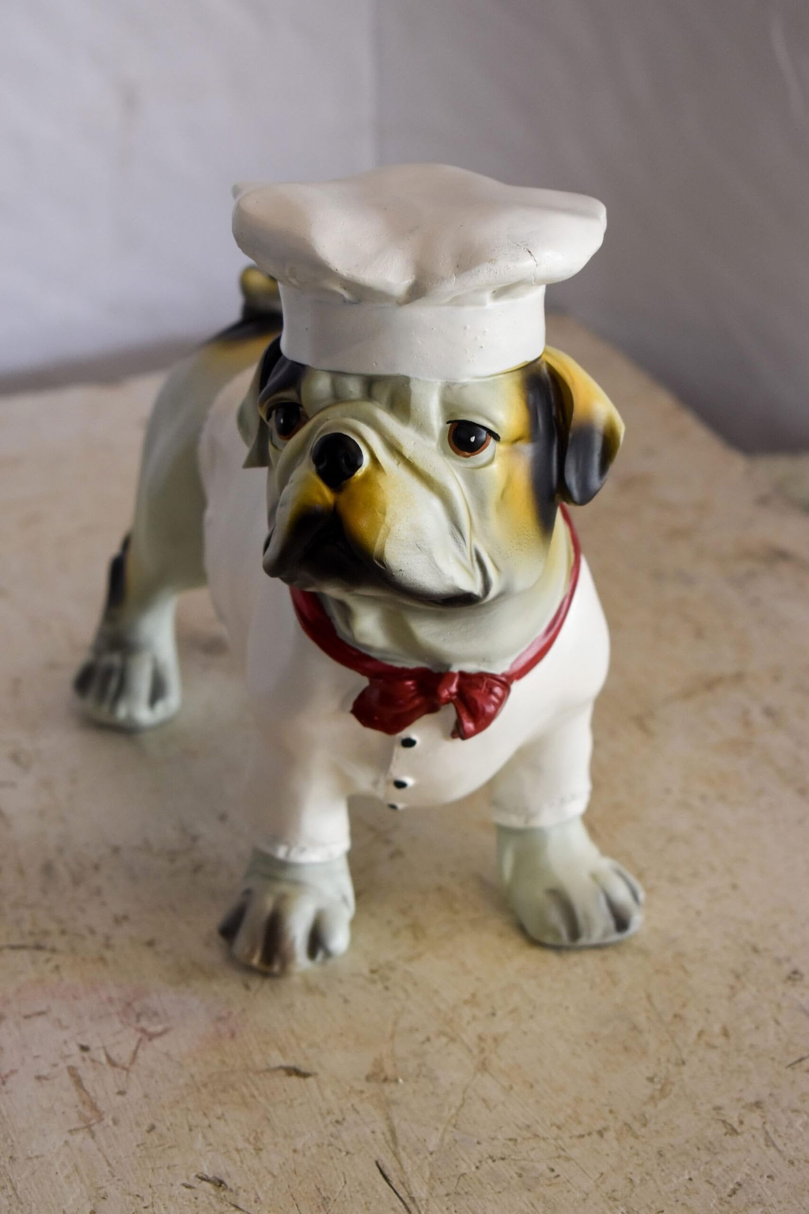 A Happy Dog Dressed as A Baker Man, Resin Statue 10" x 5" x 9"H - 5