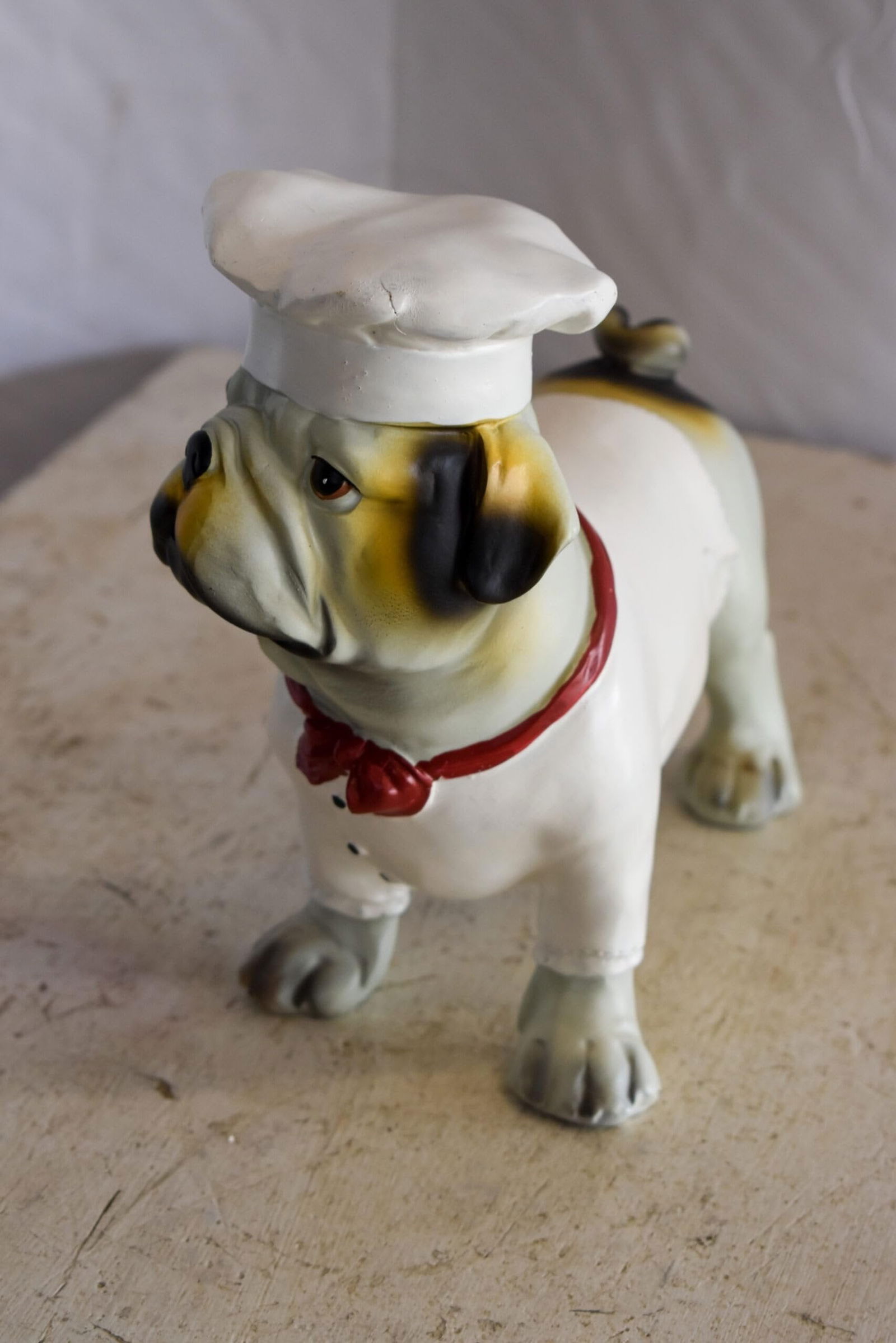A Happy Dog Dressed as A Baker Man, Resin Statue 10" x 5" x 9"H - 6