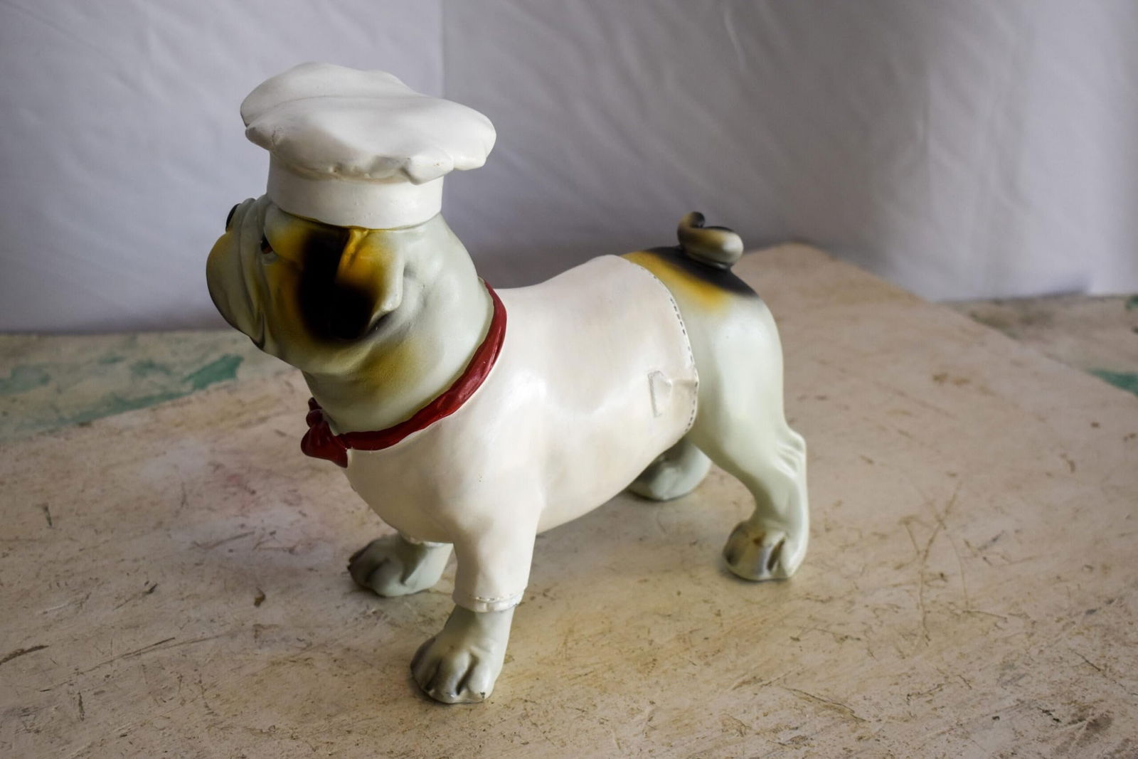 A Happy Dog Dressed as A Baker Man, Resin Statue 10" x 5" x 9"H - 7