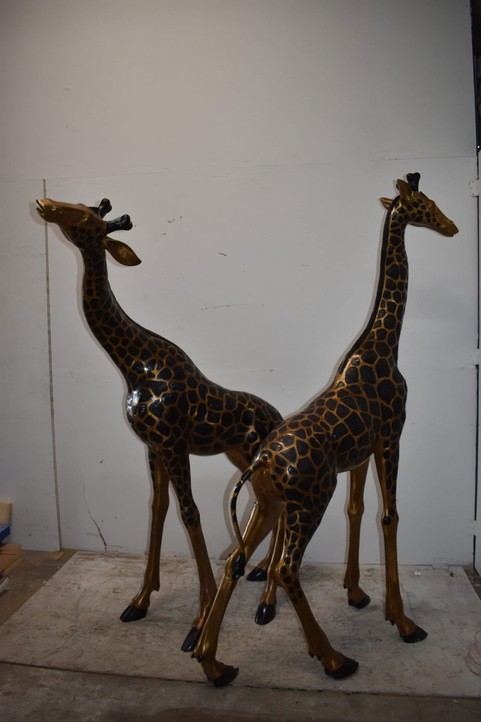 Pair of Young Playful Giraffes Bronze Statue Size: 54" x 18" x 89"H - 10