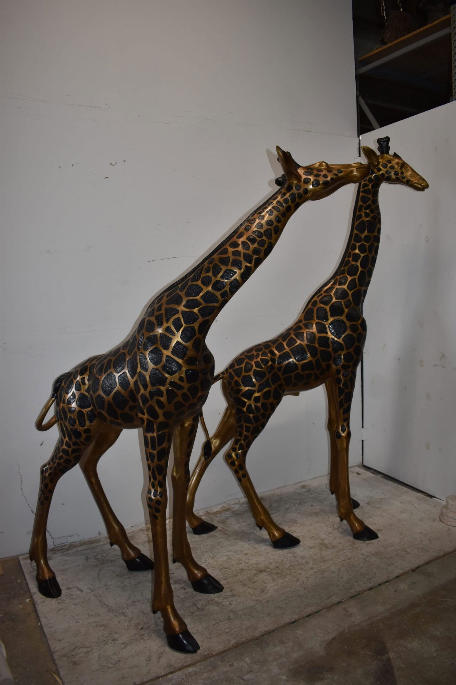 Pair of Young Playful Giraffes Bronze Statue Size: 54" x 18" x 89"H - 4