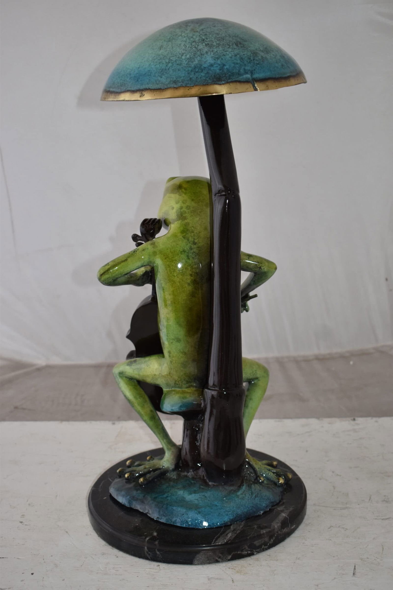 Frog Playing Cello colored Bronze Statue Size: 12" x 11" x 24"H - 8