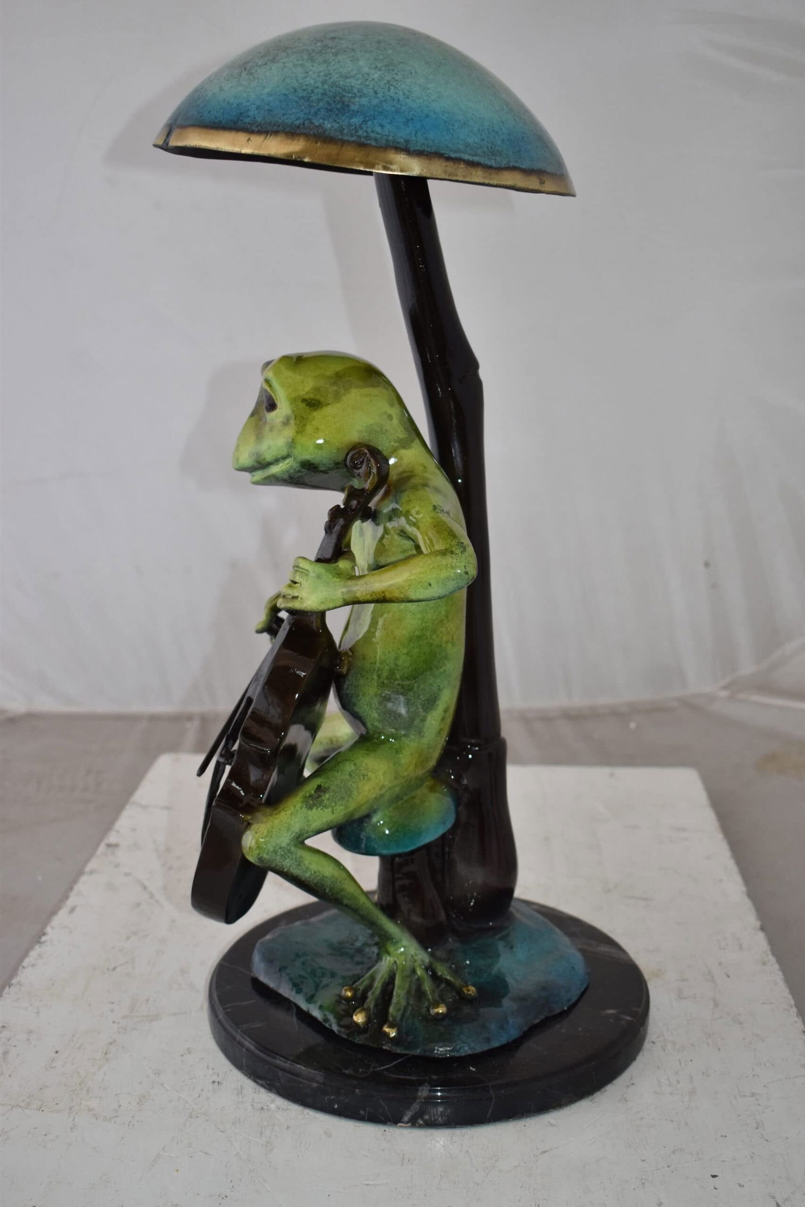 Frog Playing Cello colored Bronze Statue Size: 12" x 11" x 24"H - 9