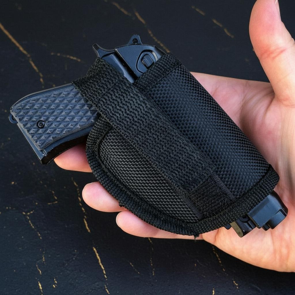 Black Pistol Style Folding Pocket Knife 8 Inch Spring Assisted Serrated Blade Holster - 4