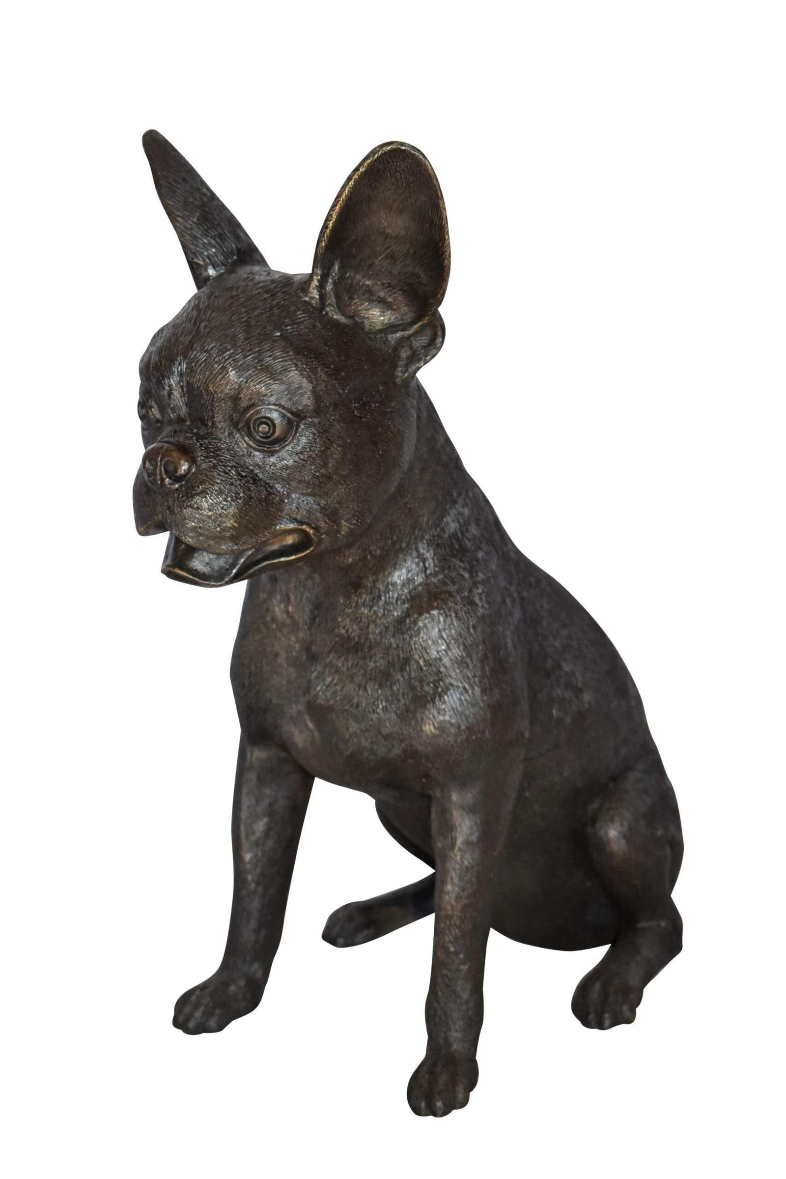 Boston Terrier Dog Happily Sitting Bronze Statue Size: 7" x 13" x 17"H: Title:Boston Terrier Dog Happily Sitting Bronze Statue Size: 7" x 13" x 17"H Description:Bring charm to your space with this Boston Terrier Dog Happily Sitting Bronze Statue. Perfect for home or offic
