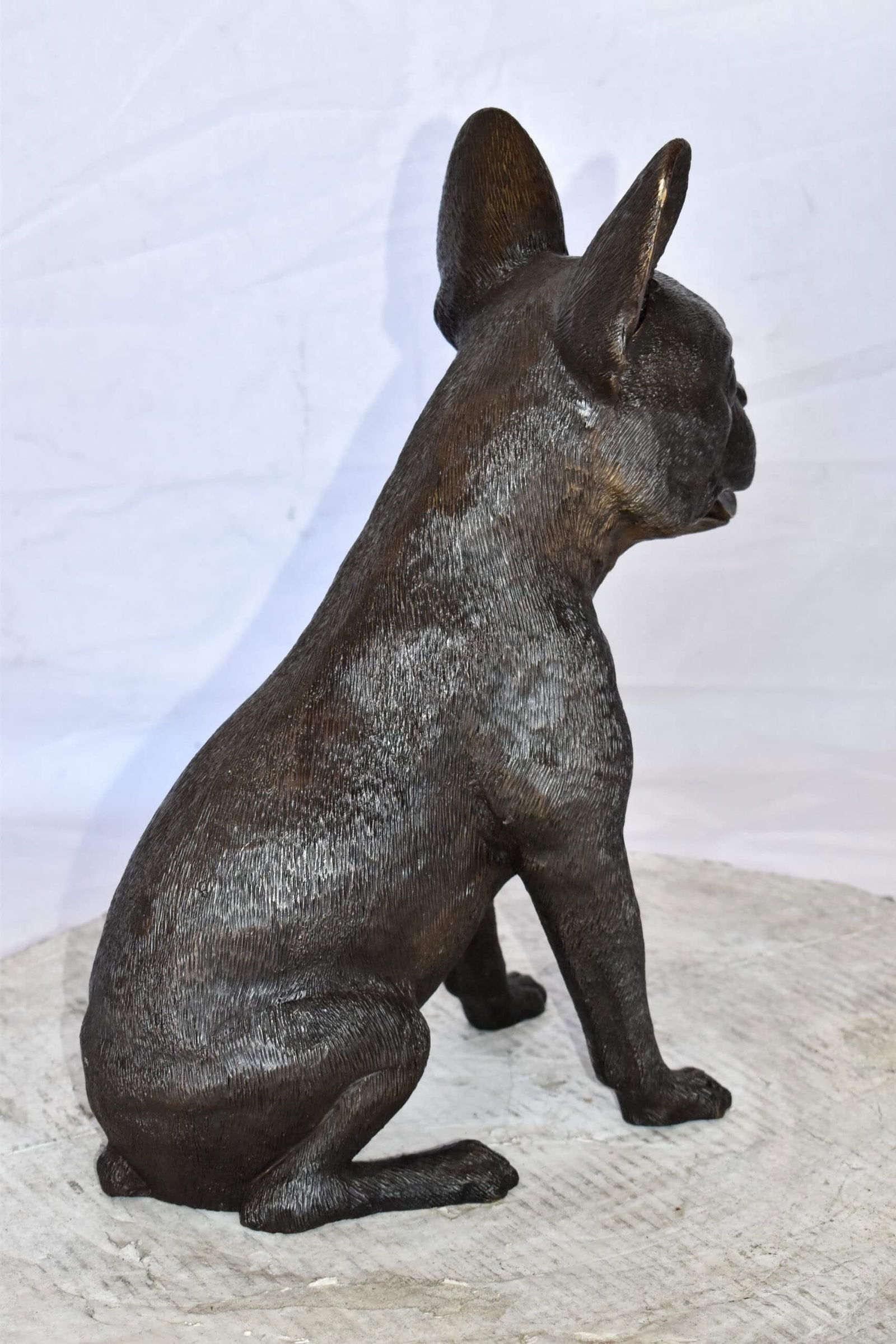 Boston Terrier Dog Happily Sitting Bronze Statue Size: 7" x 13" x 17"H - 9