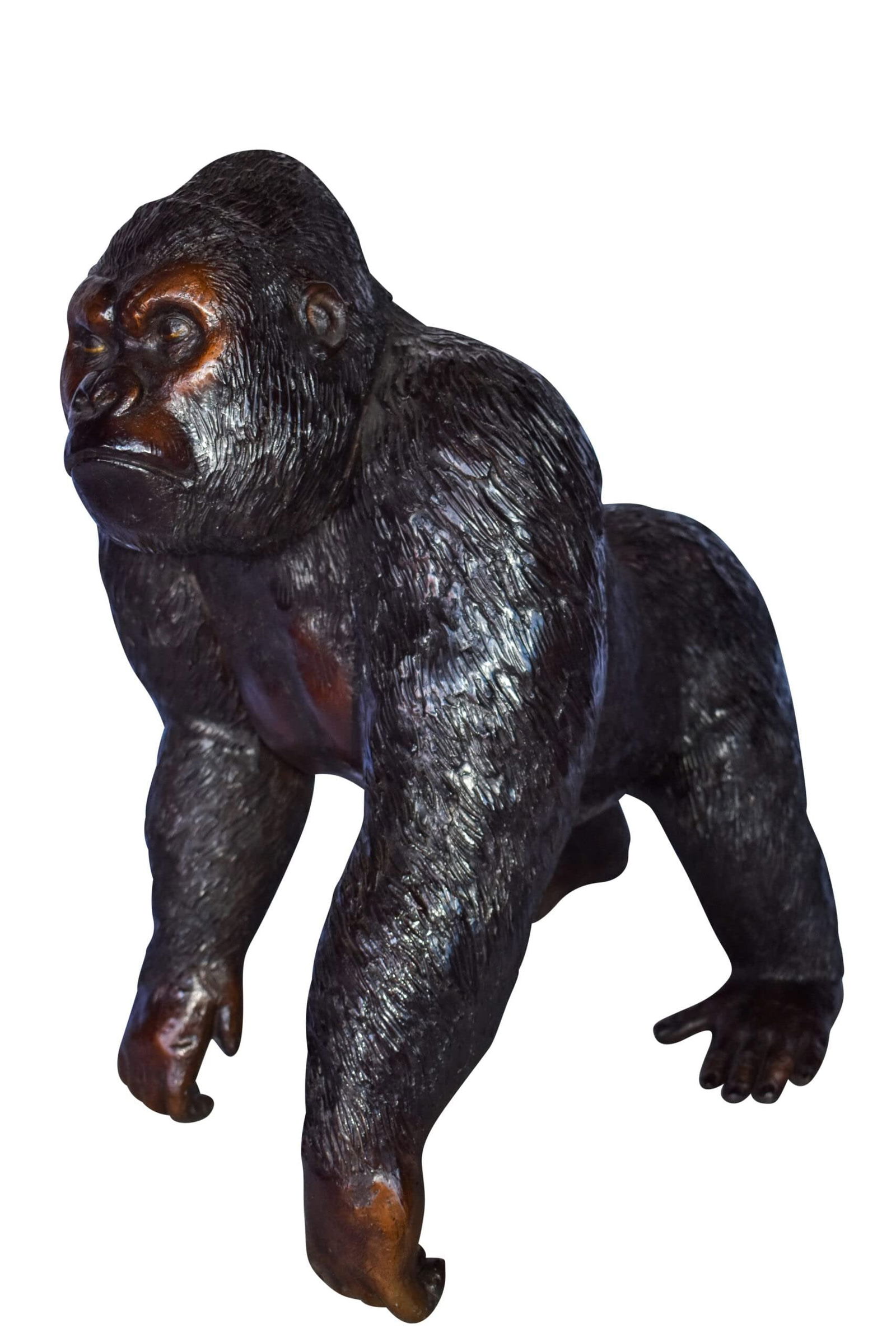 Gorilla Standing on Four Detailed Impressive Bronze Statue 20" x 17" x 24"H: Title:Gorilla Standing on Four Detailed Impressive Bronze Statue 20" x 17" x 24"HDescription:This stunning life size bronze sculpture of a gorilla. This is a timeless Creation in lost wax cast bronze