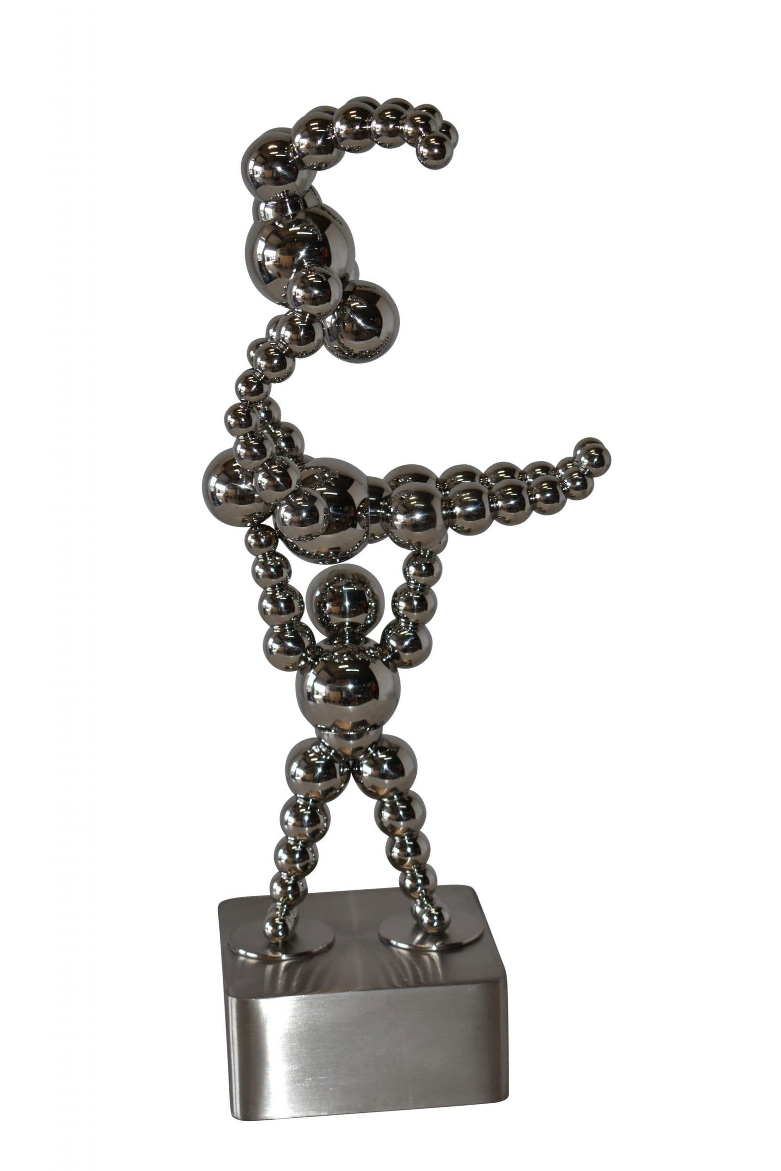Modern Art of Acrobat Couple in Action Chrome Balls Statue Size: 6" x 8" x 18"H: Title:Modern Art of Acrobat Couple in Action Chrome Balls Statue Size: 6" x 8" x 18"HDescription:Decorate your home with this beautiful, tabletop, modern looking, stainless-steel abstract of Acrobat